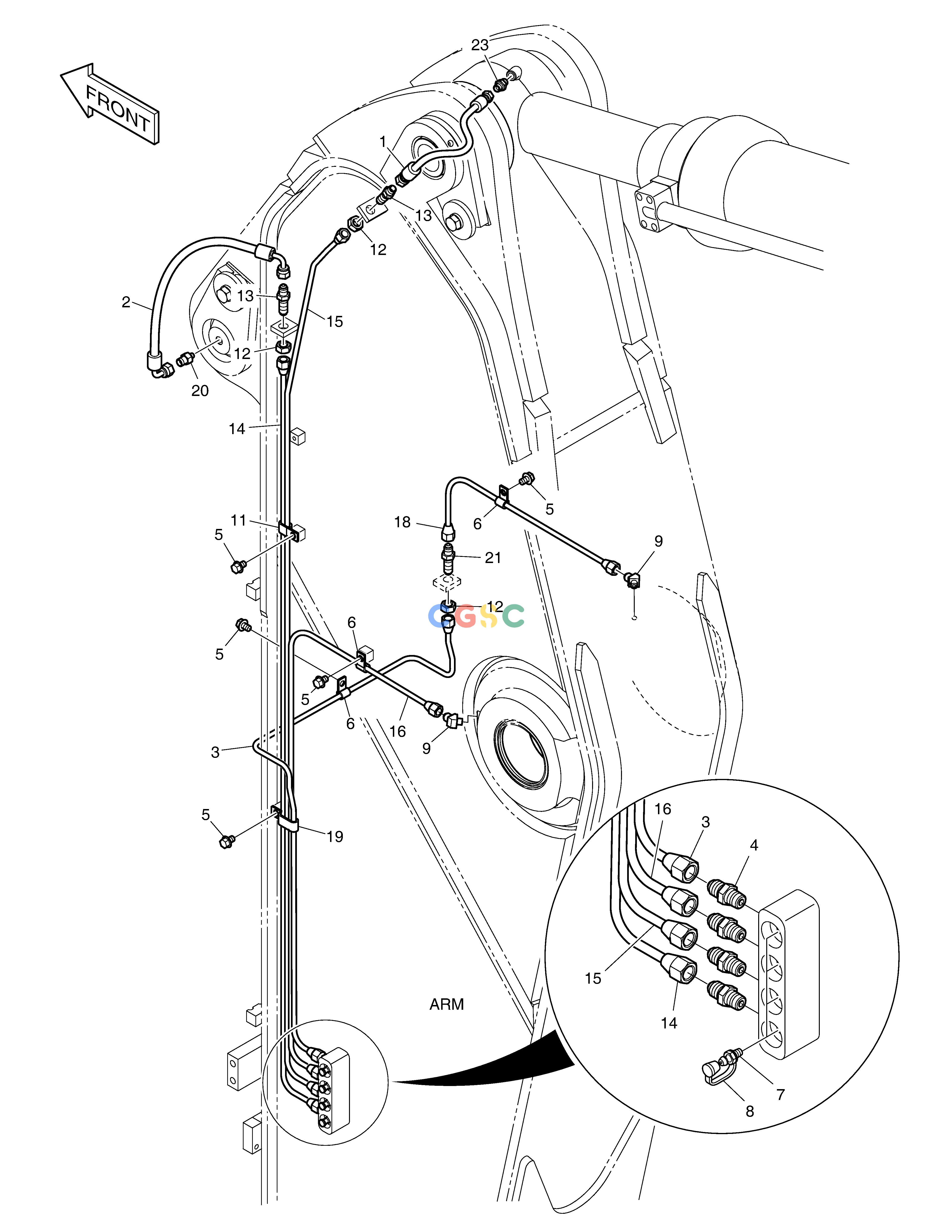 斗山零件查询LUBRICATION PIPING - ARM 2.6m DX380LC-3(OCEANIA) Doosan parts catalog online