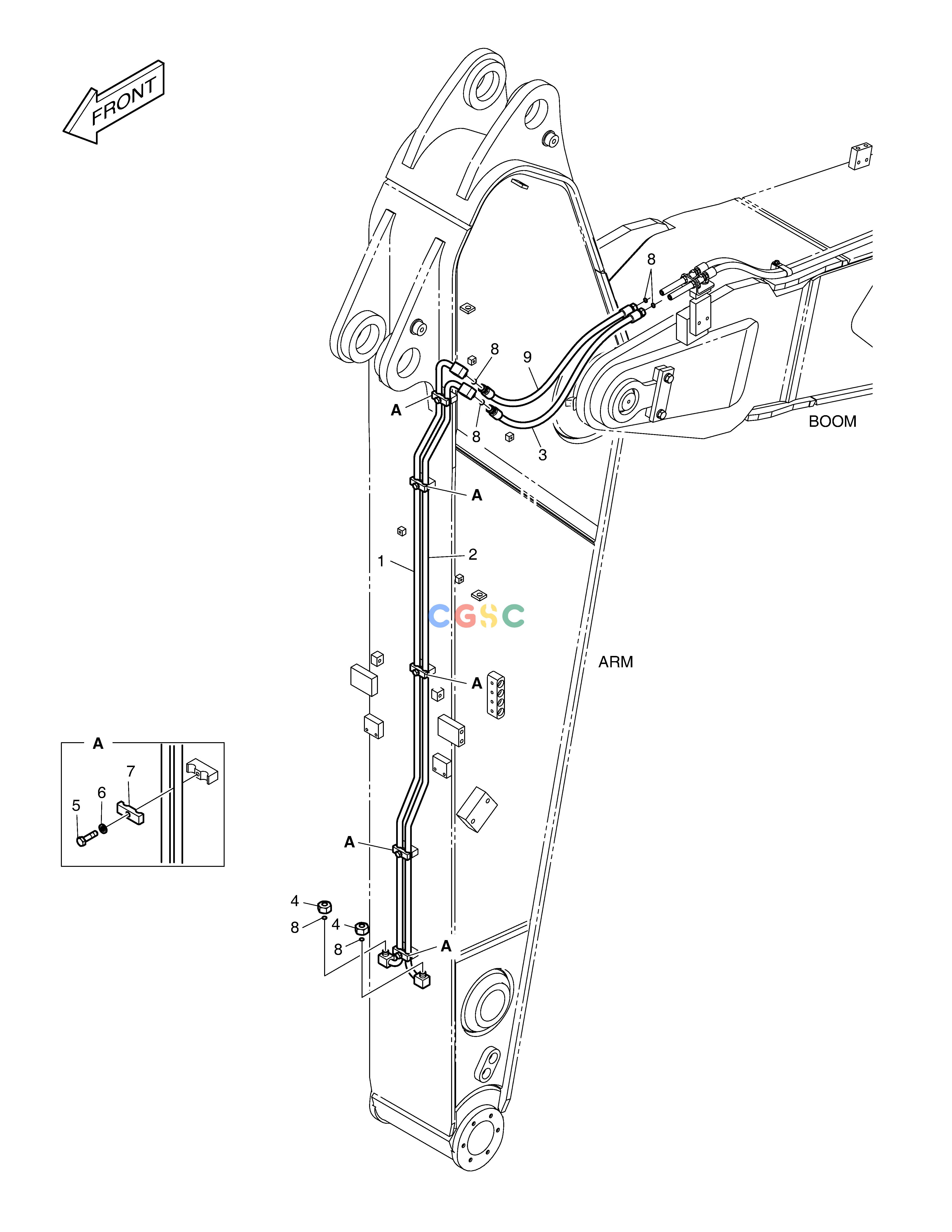 斗山零件查询ARM PIPING - QUICK FIT(ARM 2.6m) DX380LC-3(OCEANIA) Doosan parts catalog online