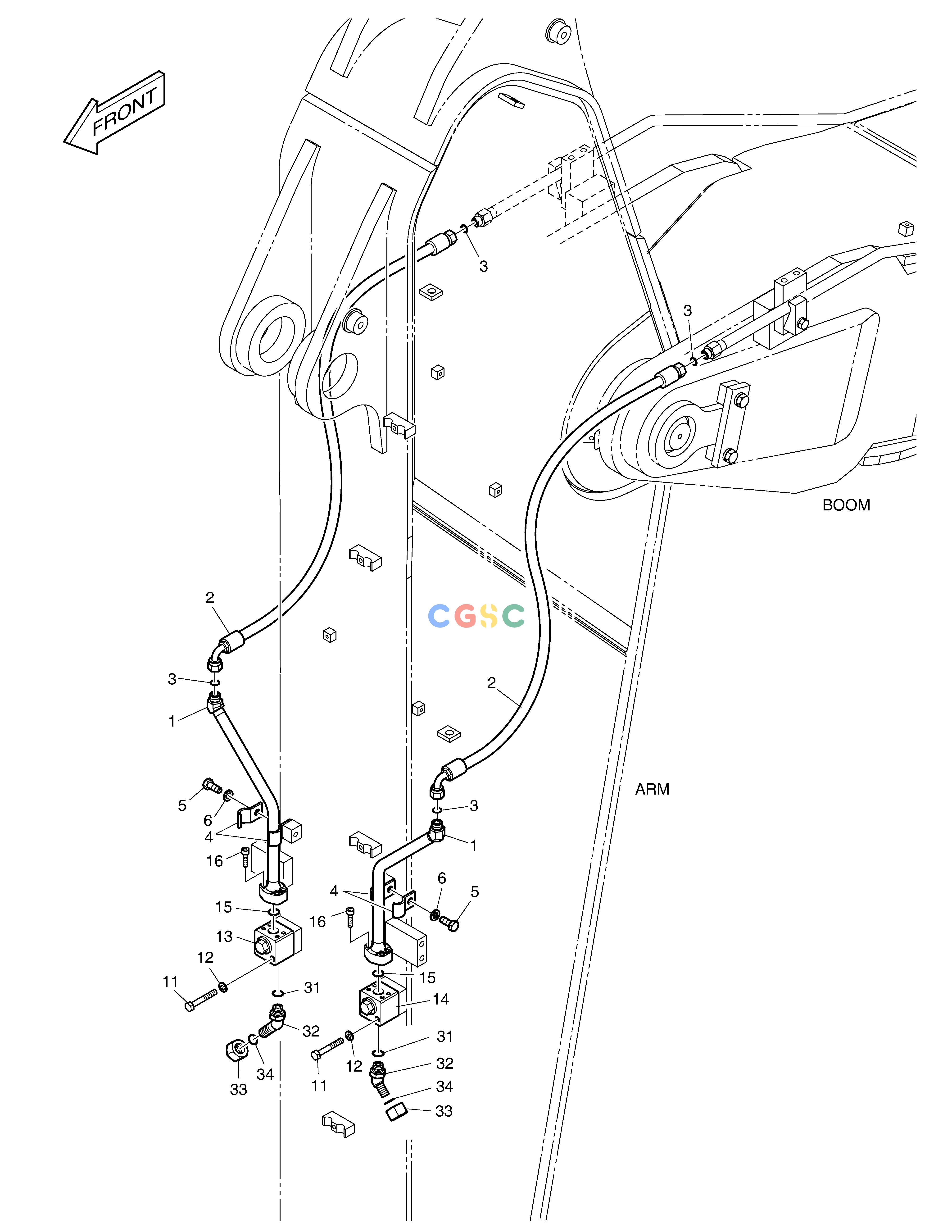 斗山零件查询ARM PIPING - ROTATING (ARM 2.6m) DX380LC-3(OCEANIA) Doosan parts catalog online