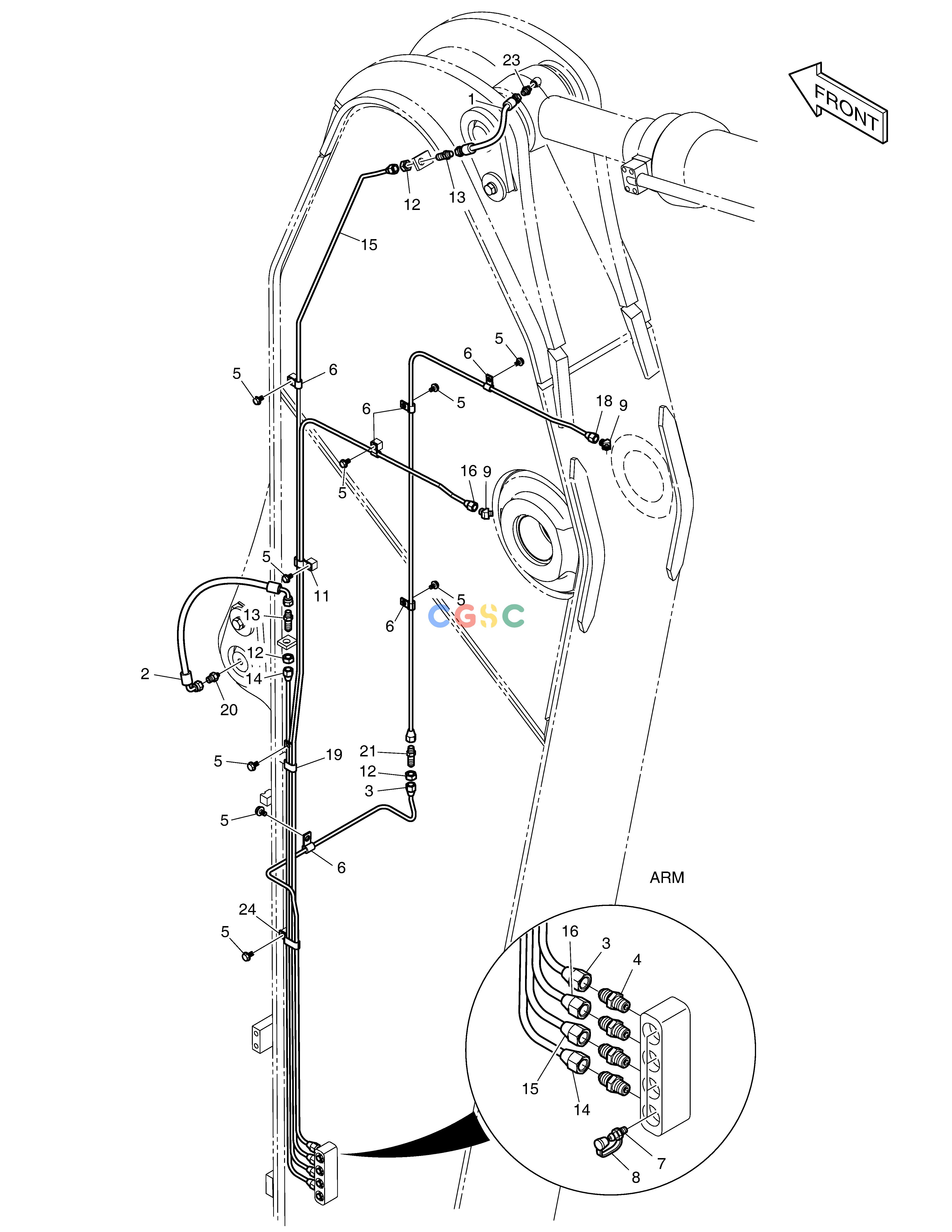 斗山零件查询LUBRICATION PIPING -ARM 3.95m DX380LC-3(OCEANIA) Doosan parts catalog online