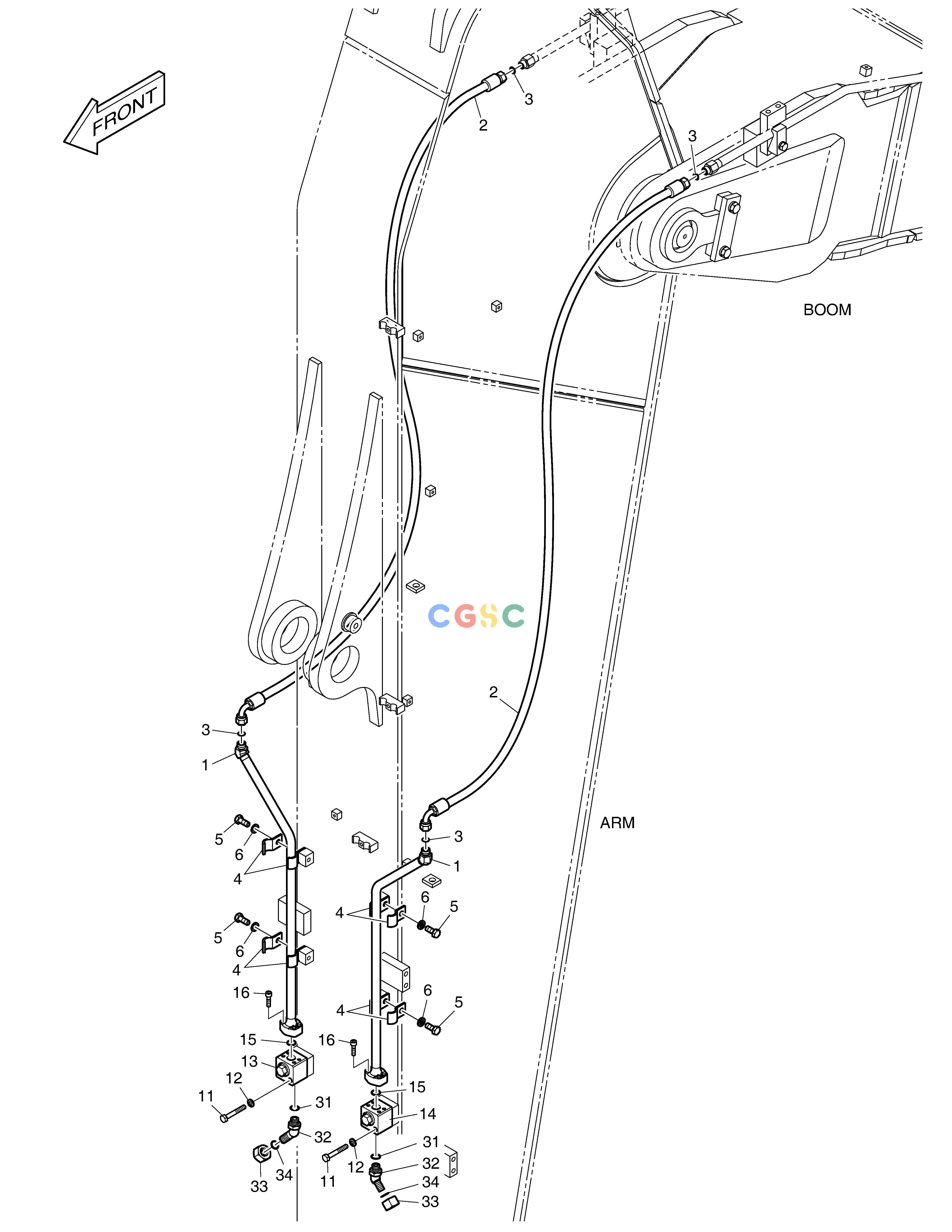 斗山零件查询ARM PIPING - ROTATING (ARM 3.95m) DX380LC-3(OCEANIA) Doosan parts catalog online