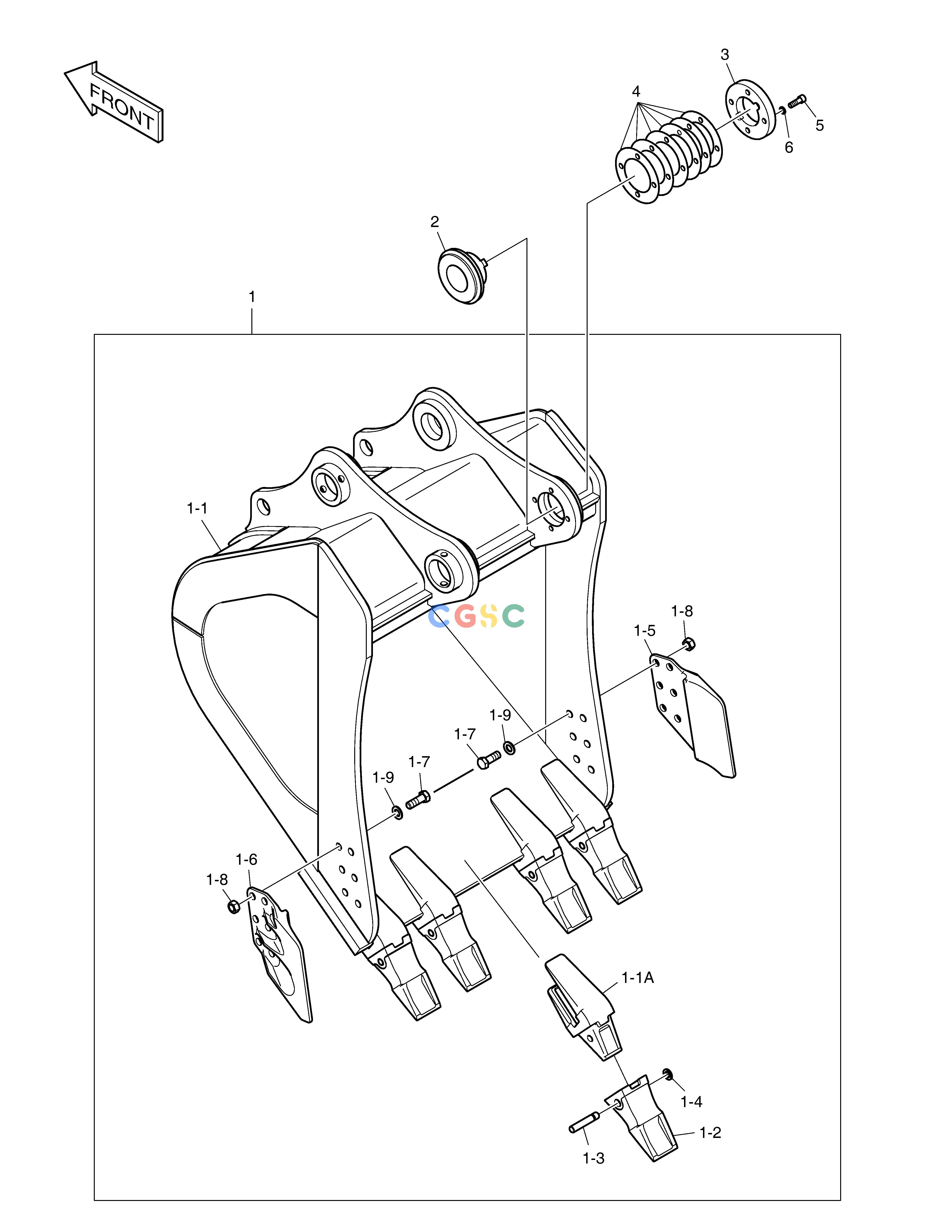 斗山零件查询BUCKET - 1.25m³ DX380LC-3(OCEANIA) Doosan parts catalog online