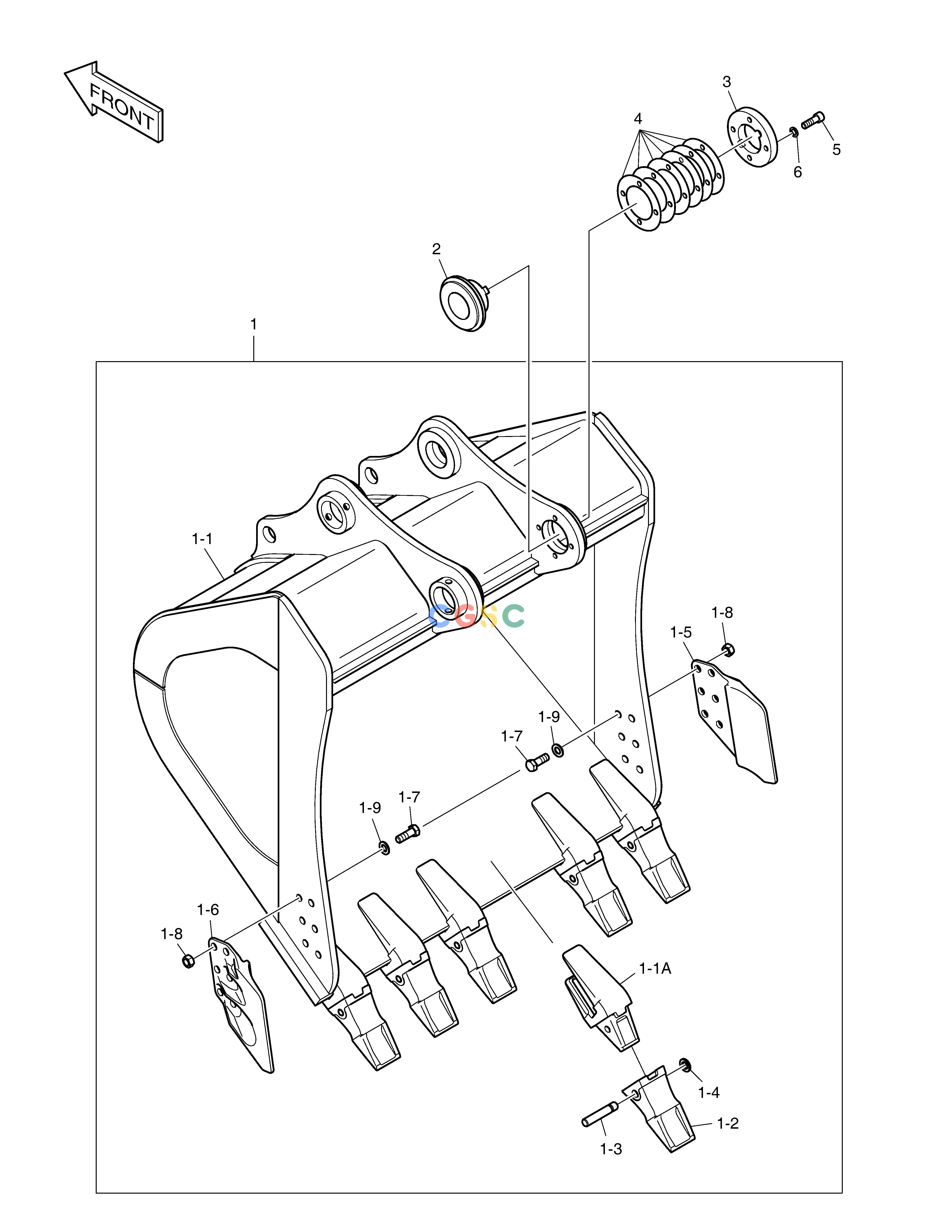 斗山零件查询BUCKET - 1.83m³ DX380LC-3(OCEANIA) Doosan parts catalog online