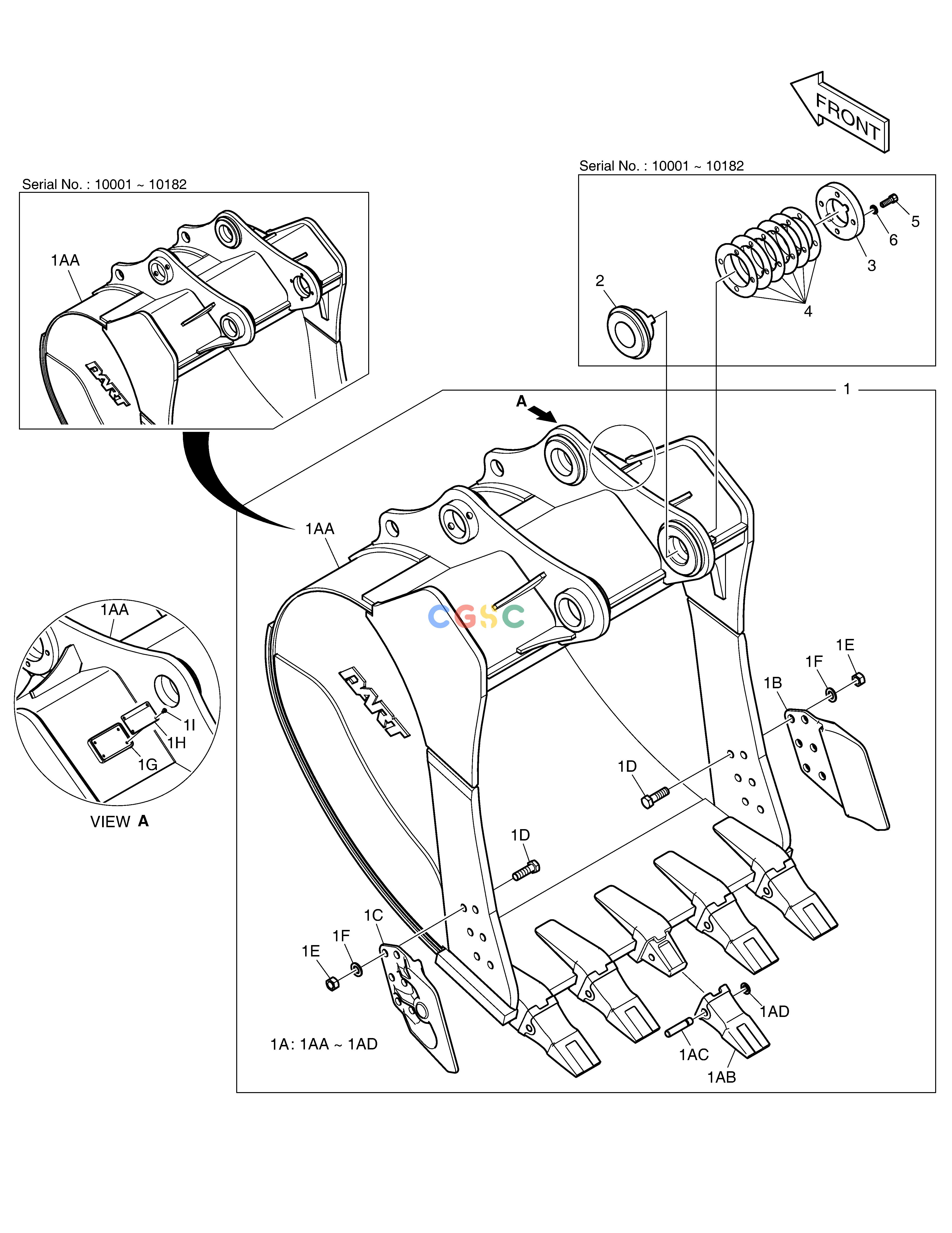 斗山零件查询BUCKET ASS'Y - 1.65m³(54") - SIDE PIN DX380LC-3(OCEANIA) Doosan parts catalog online