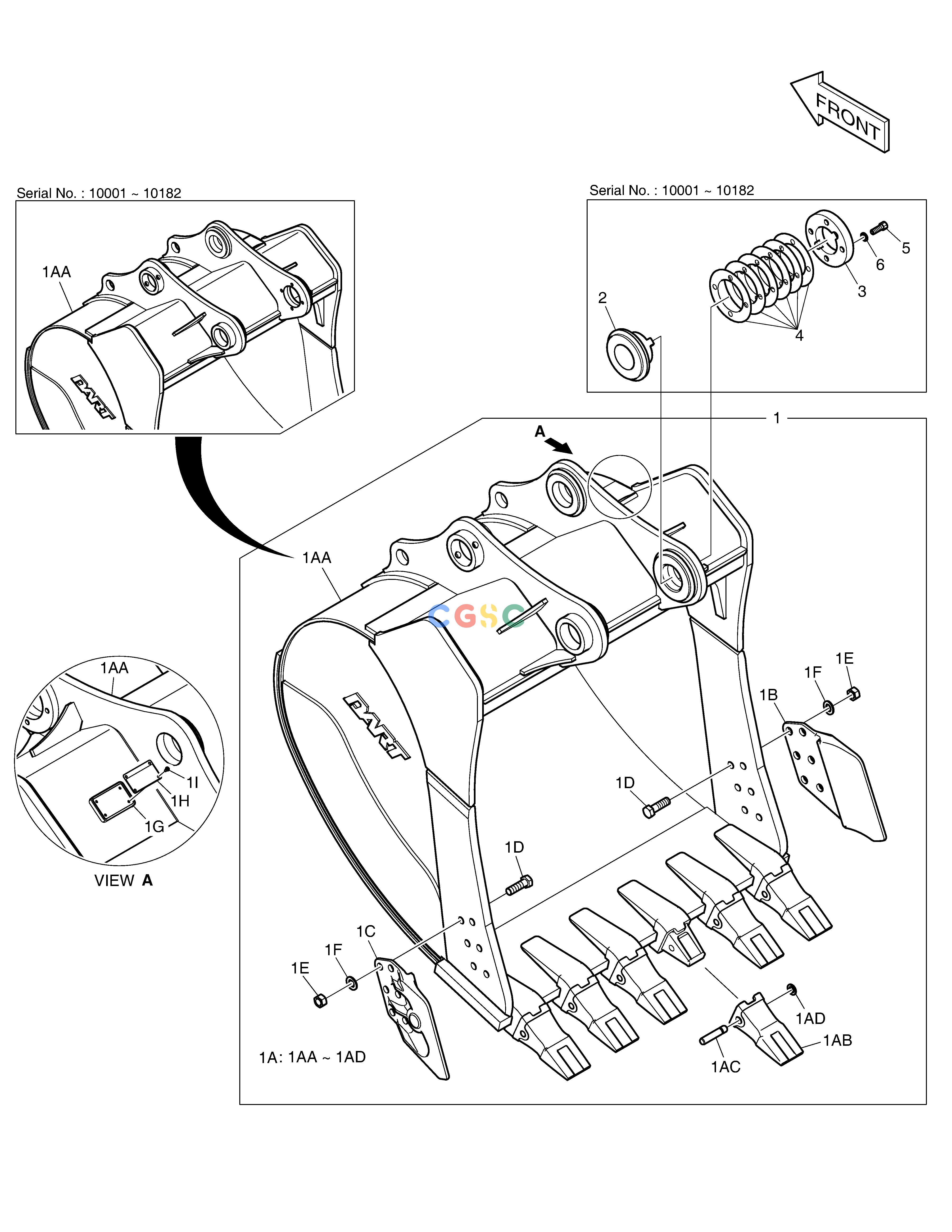 斗山零件查询BUCKET ASS'Y - 1.79m³(57") - SIDE PIN DX380LC-3(OCEANIA) Doosan parts catalog online