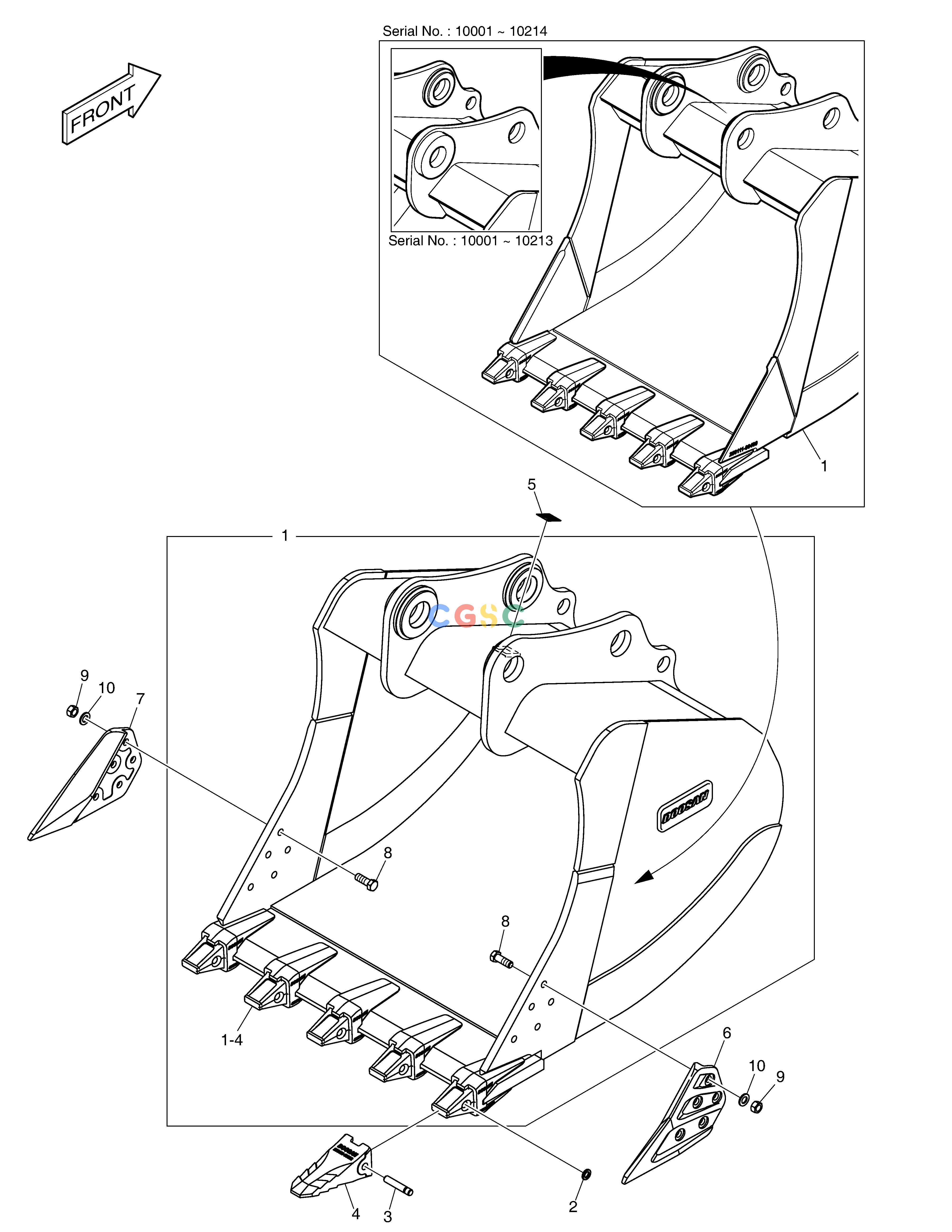 斗山零件查询BUCKET ASS´Y - 1.66m³ - H CLASS DX380LC-3(OCEANIA) Doosan parts catalog online
