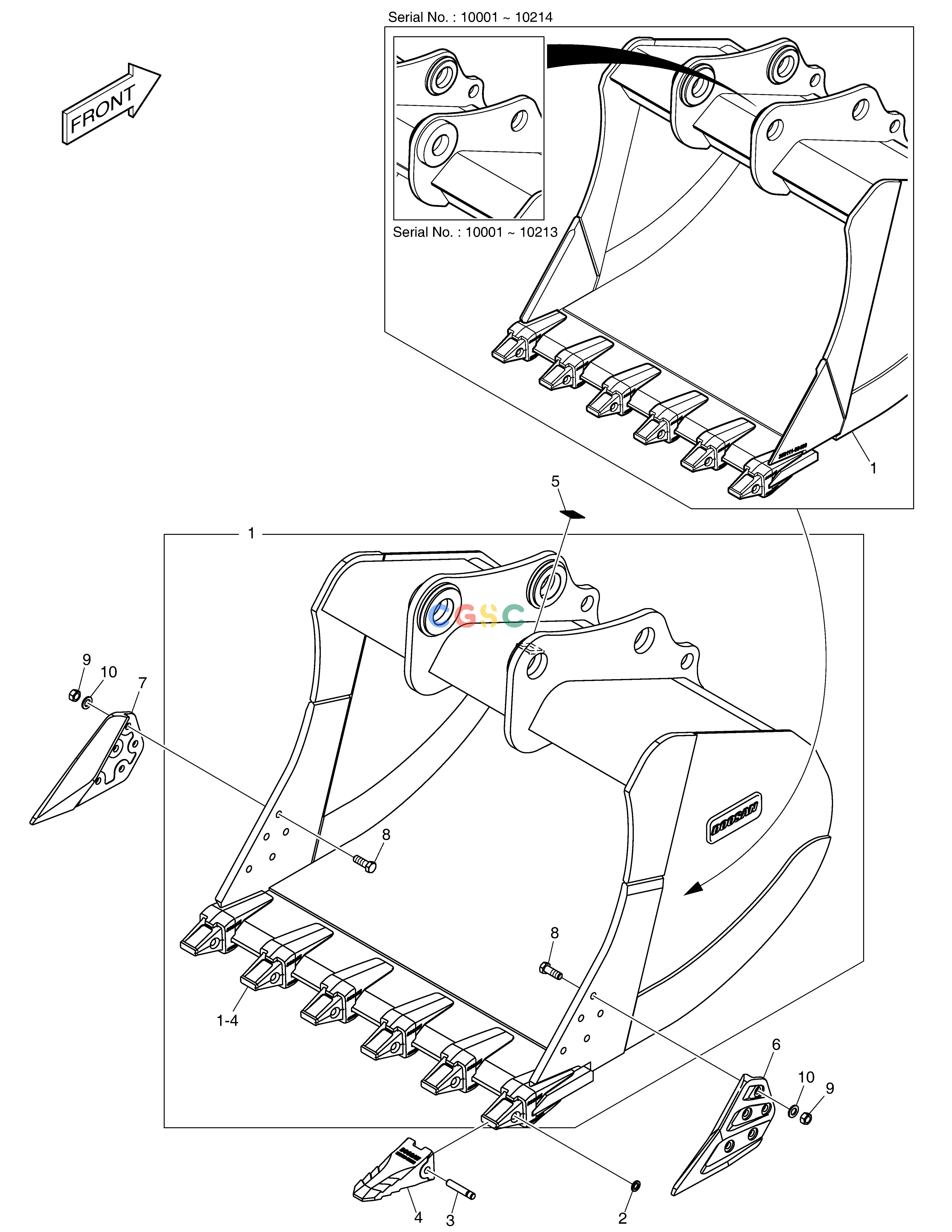 斗山零件查询BUCKET ASS'Y - 2.03m³ - H CLASS DX380LC-3(OCEANIA) Doosan parts catalog online