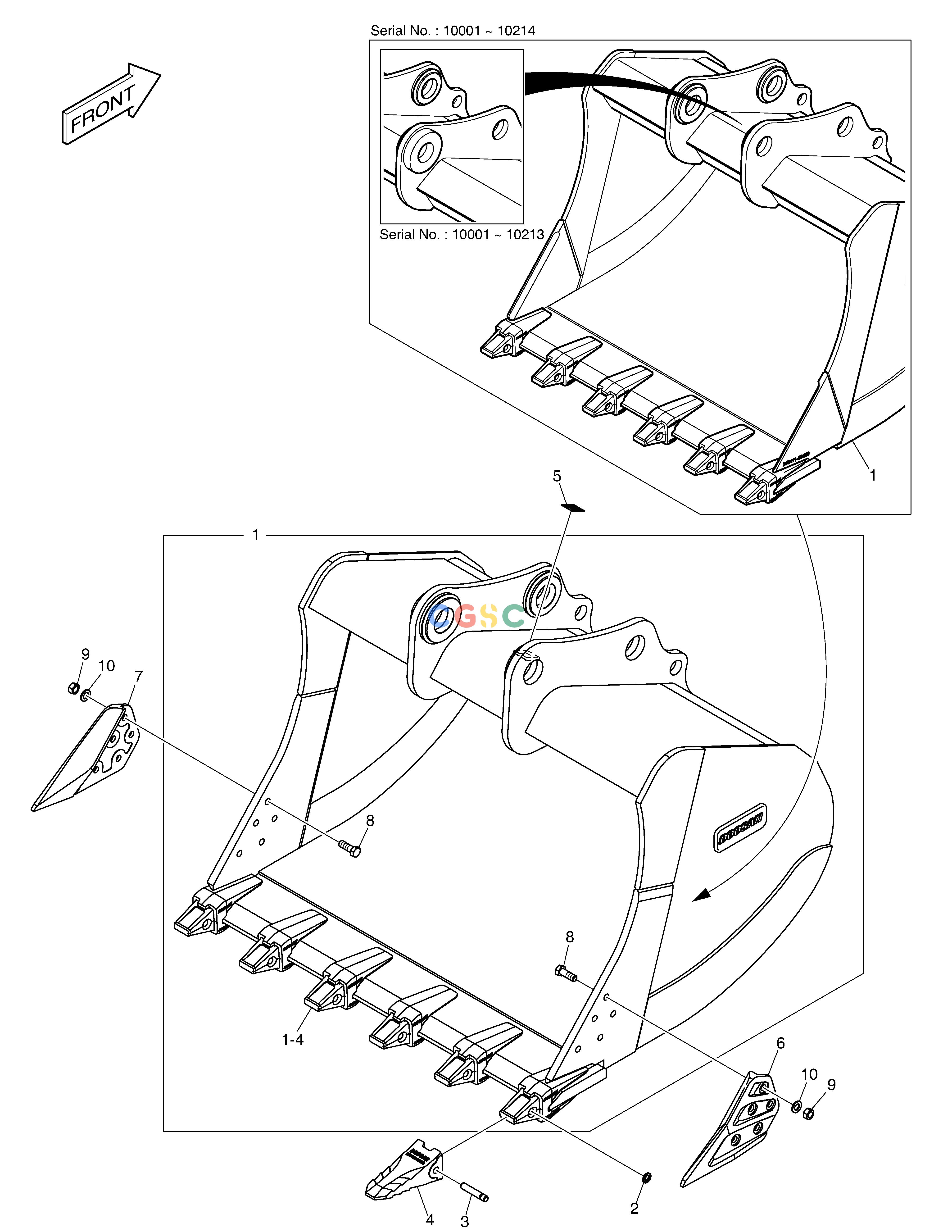 斗山零件查询BUCKET ASS´Y - 2.32m³ - H CLASS DX380LC-3(OCEANIA) Doosan parts catalog online