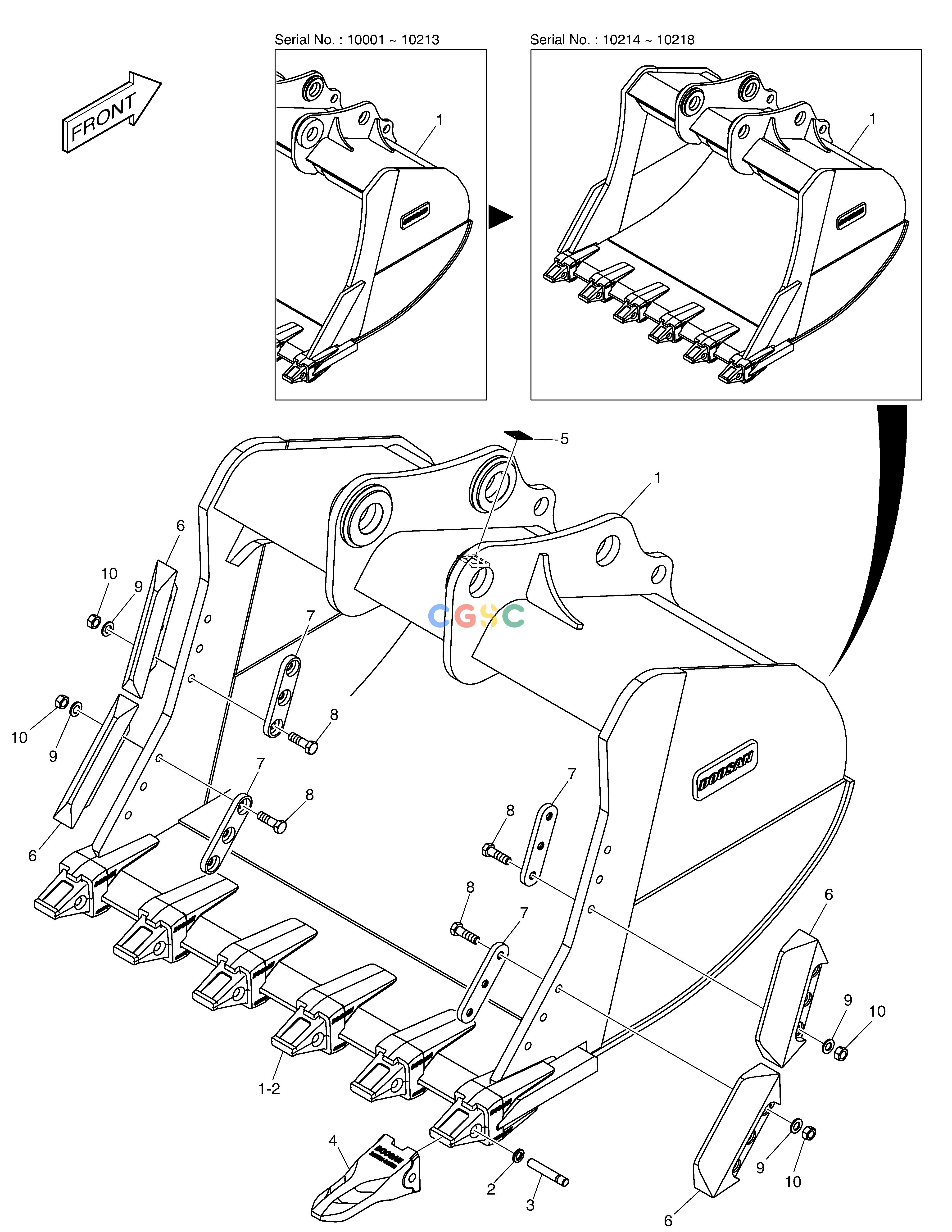 斗山零件查询BUCKET ASS´Y - 2.22m³ - S CLASS DX380LC-3(OCEANIA) Doosan parts catalog online