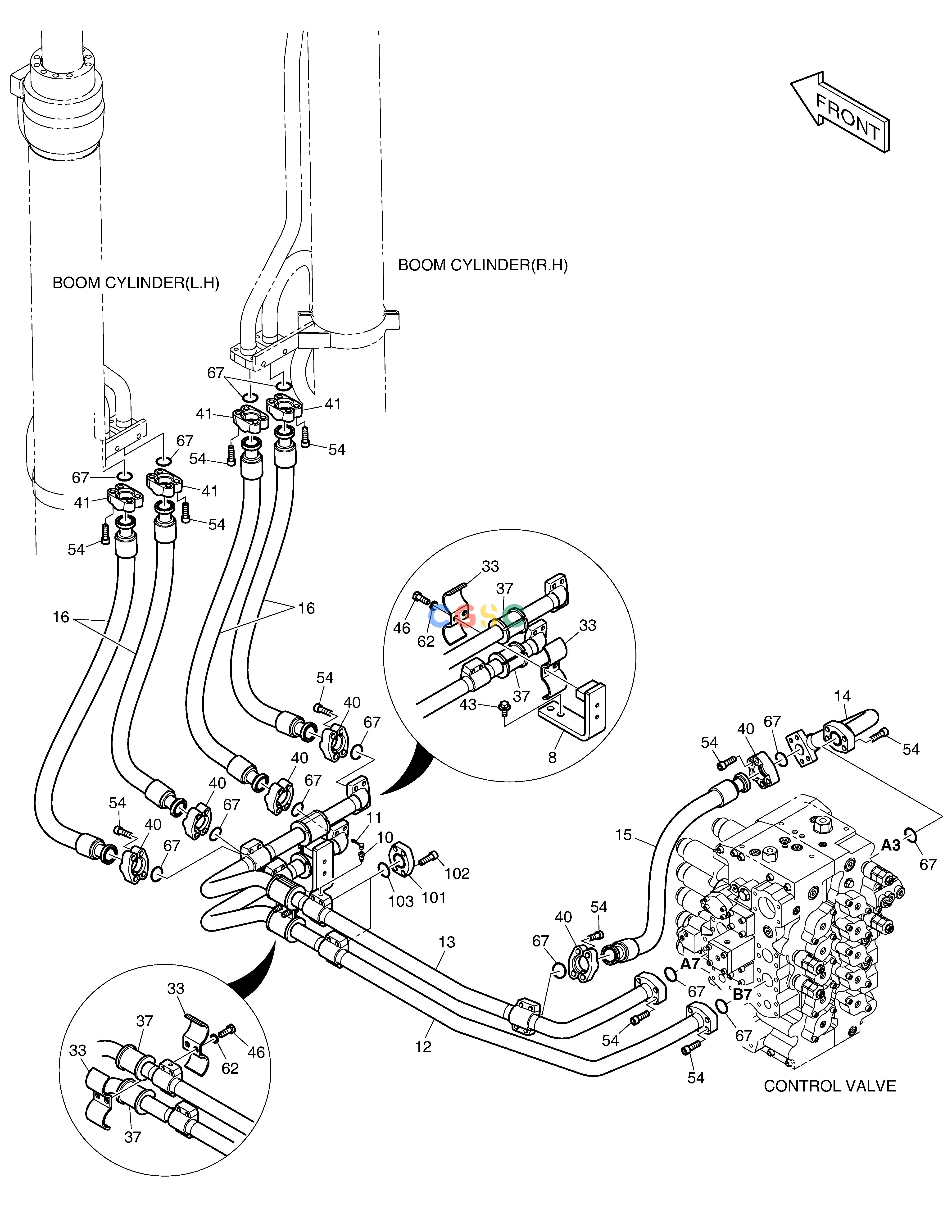 斗山零件查询MAIN PIPING(2) - BOOM DX530LC-5(S/N:10001~10006) Doosan parts catalog online