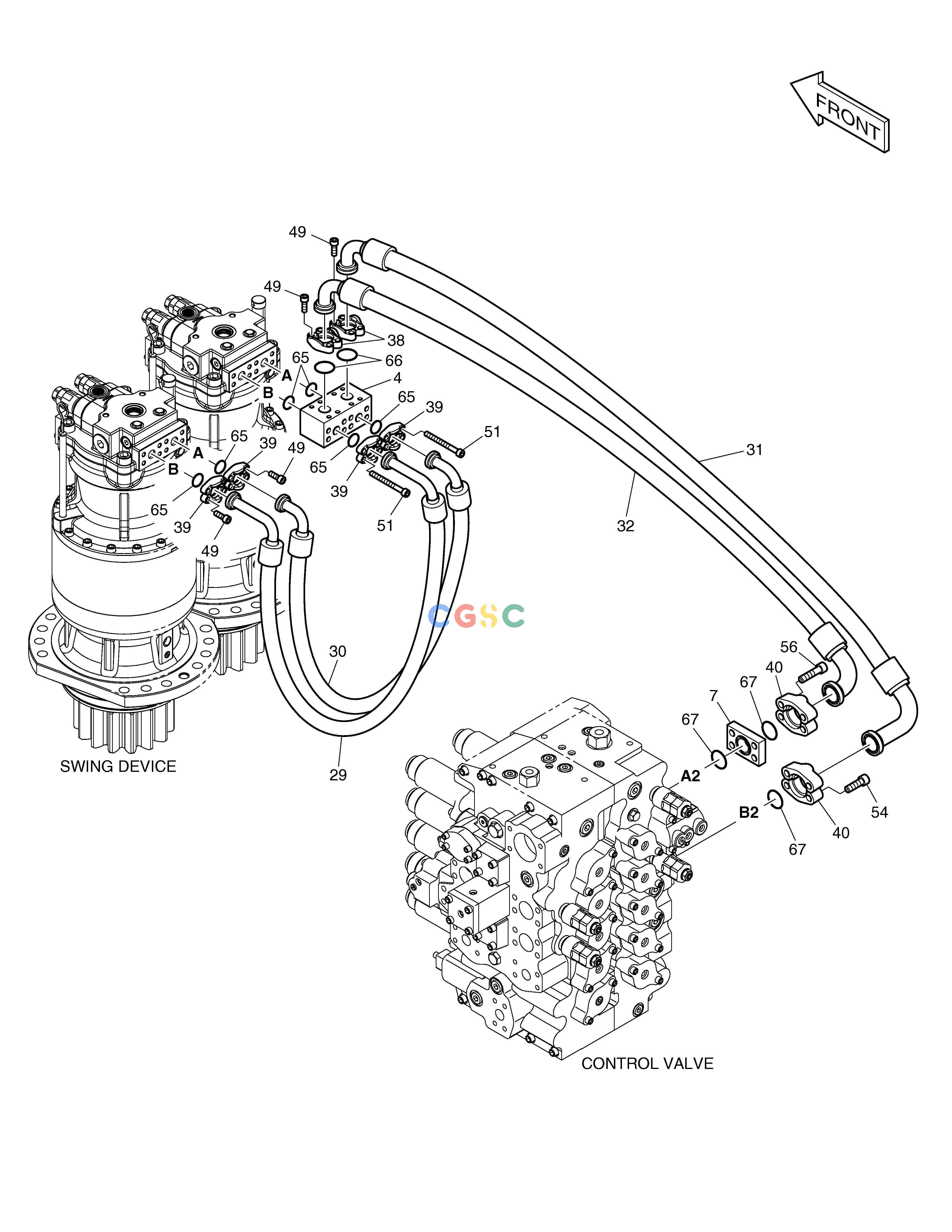 斗山零件查询MAIN PIPING(4) - SWING DX530LC-5(S/N:10001~10006) Doosan parts catalog online