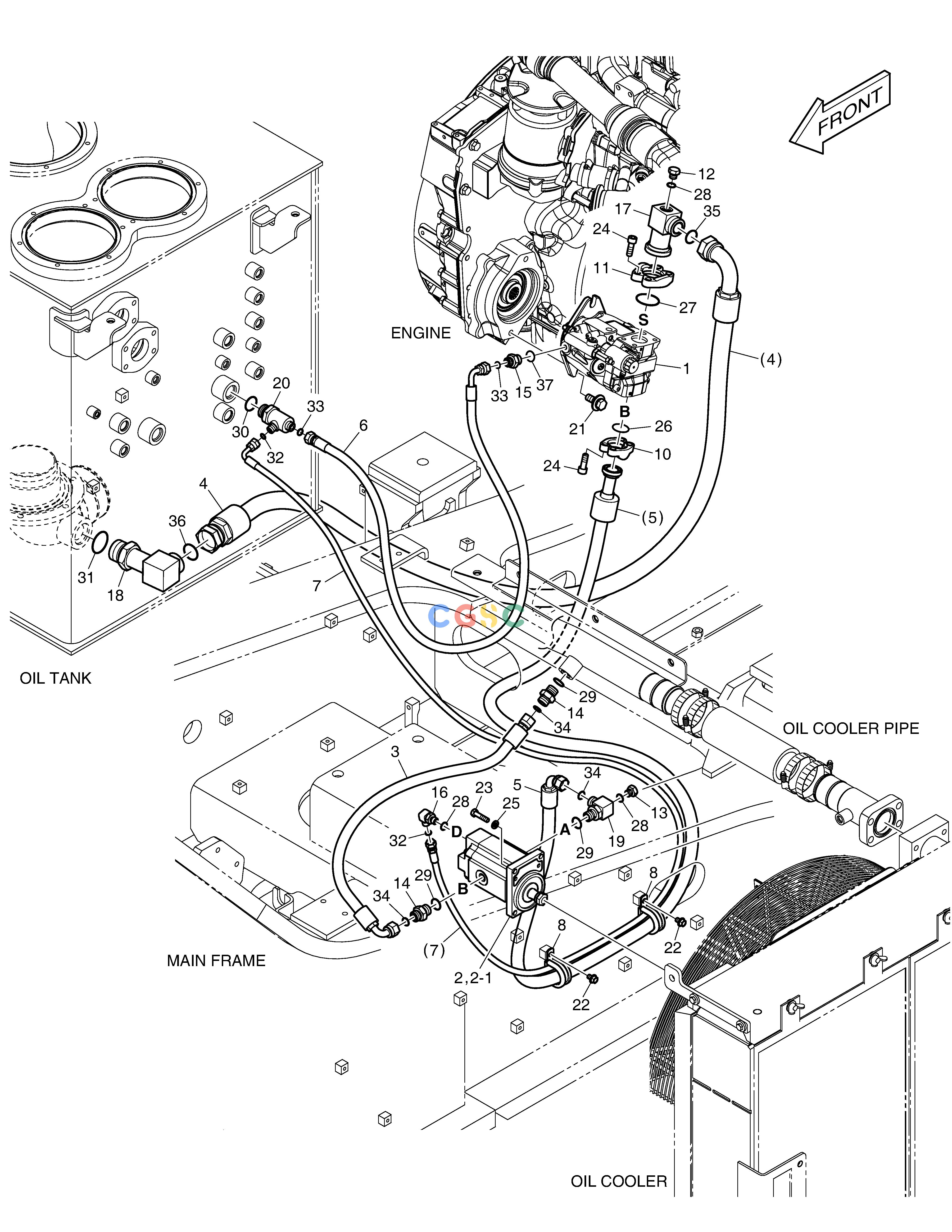 斗山零件查询MAIN PIPING(6) - FAN DRIVE DX530LC-5(S/N:10001~10006) Doosan parts catalog online