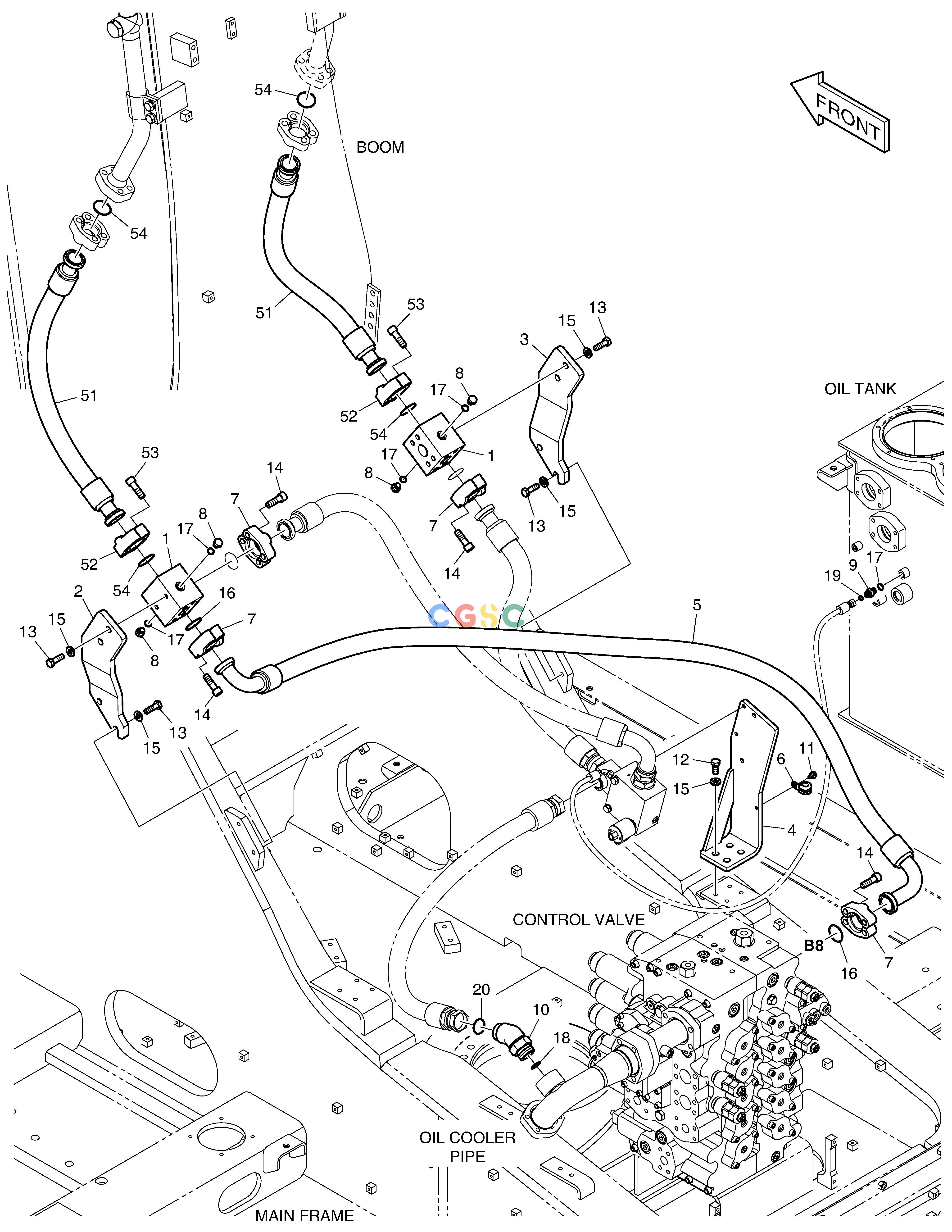 斗山零件查询MAIN PIPING(7) - ONE & TWO WAY DX530LC-5(S/N:10001~10006) Doosan parts catalog online