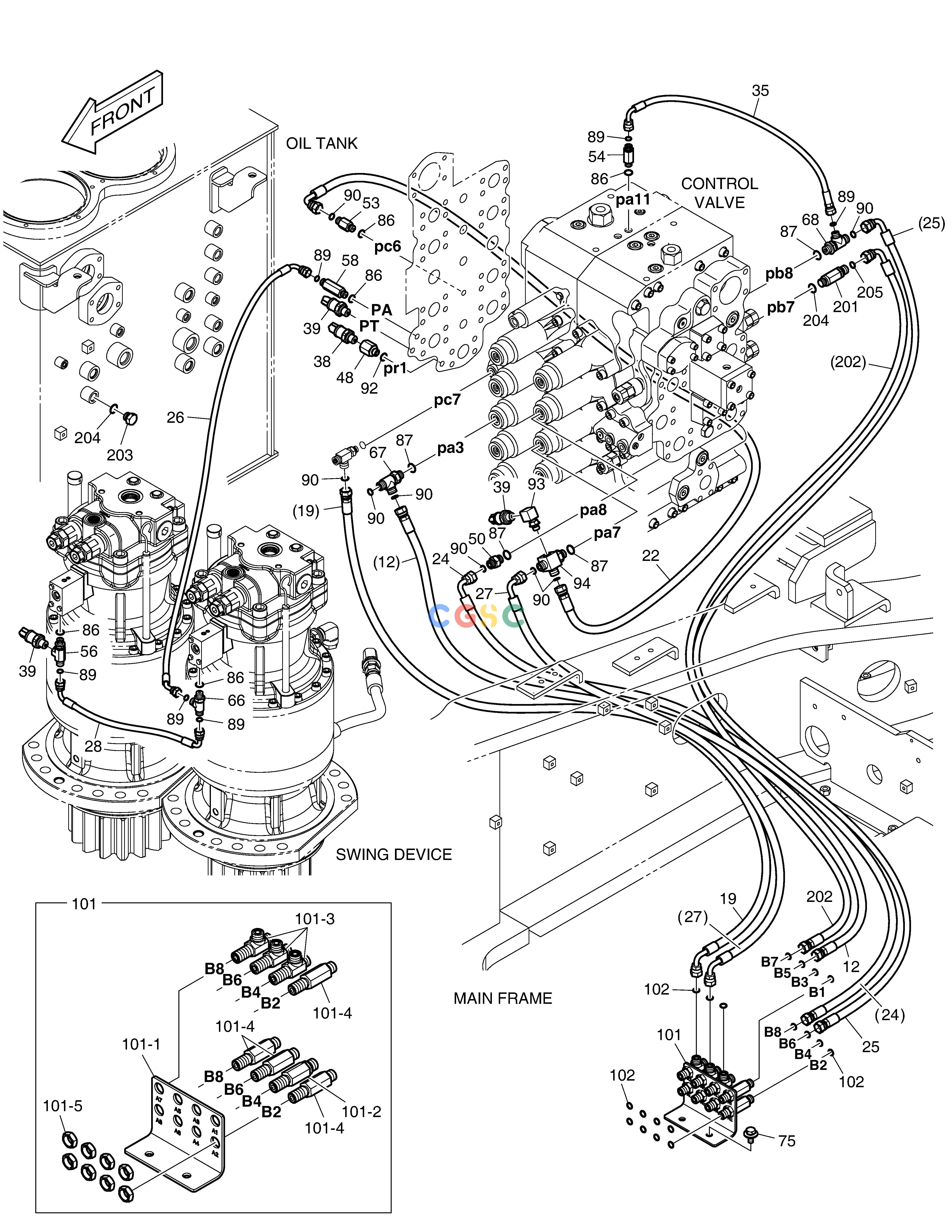 斗山零件查询PILOT PIPING(3) DX530LC-5(S/N:10001~10006) Doosan parts catalog online