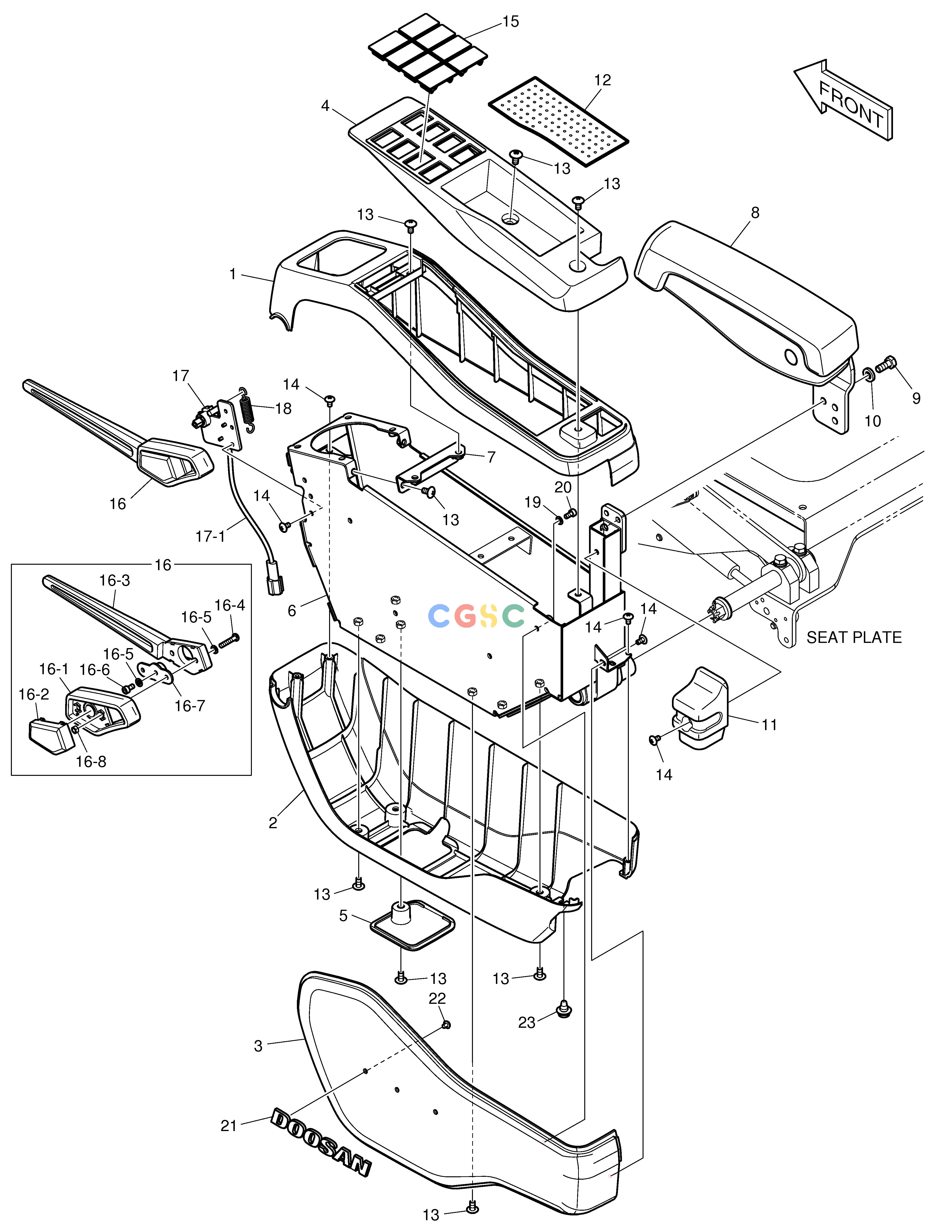斗山零件查询CONTROL STAND - L.H DX530LC-5(S/N:10001~10006) Doosan parts catalog online