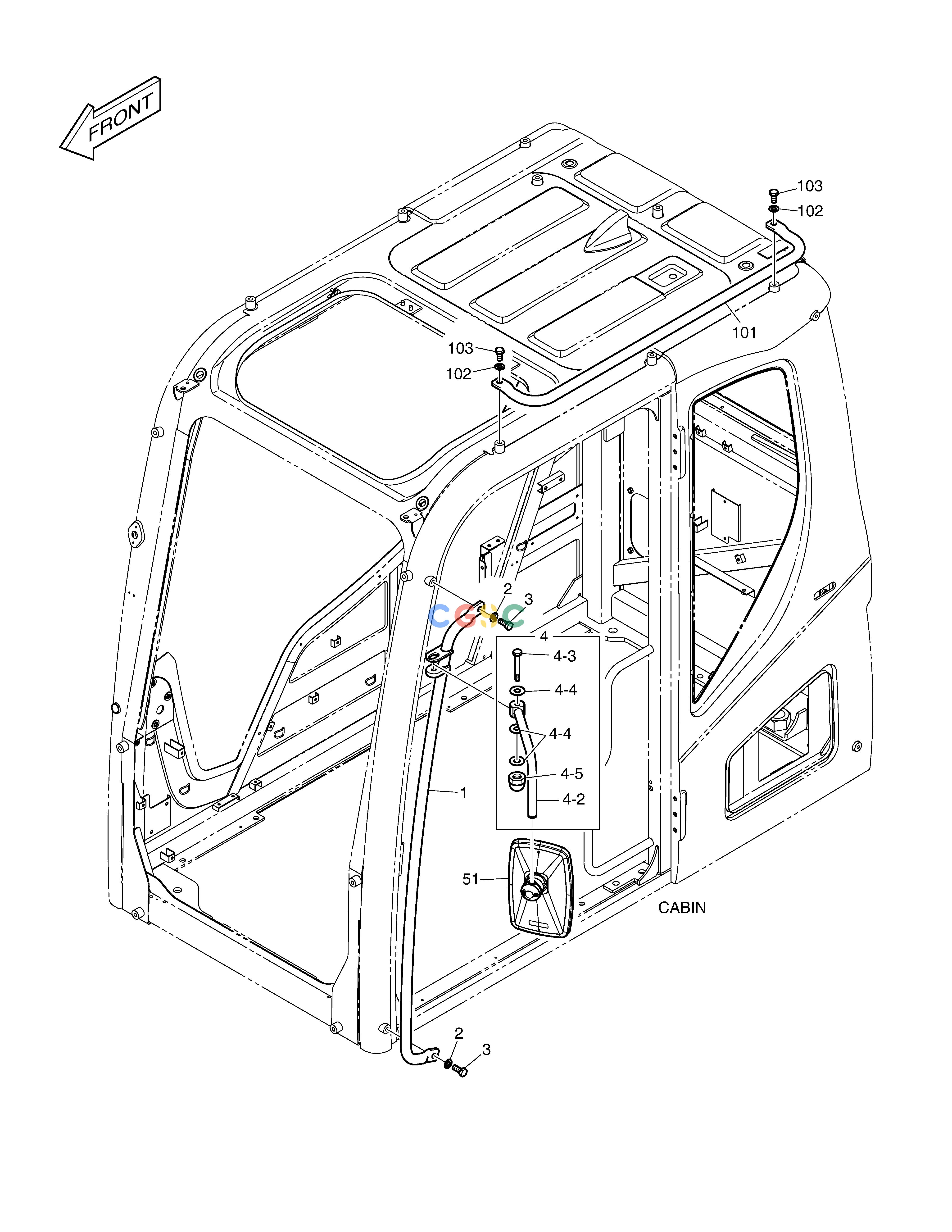 斗山零件查询HANDLE - CABIN DX530LC-5(S/N:10001~10006) Doosan parts catalog online