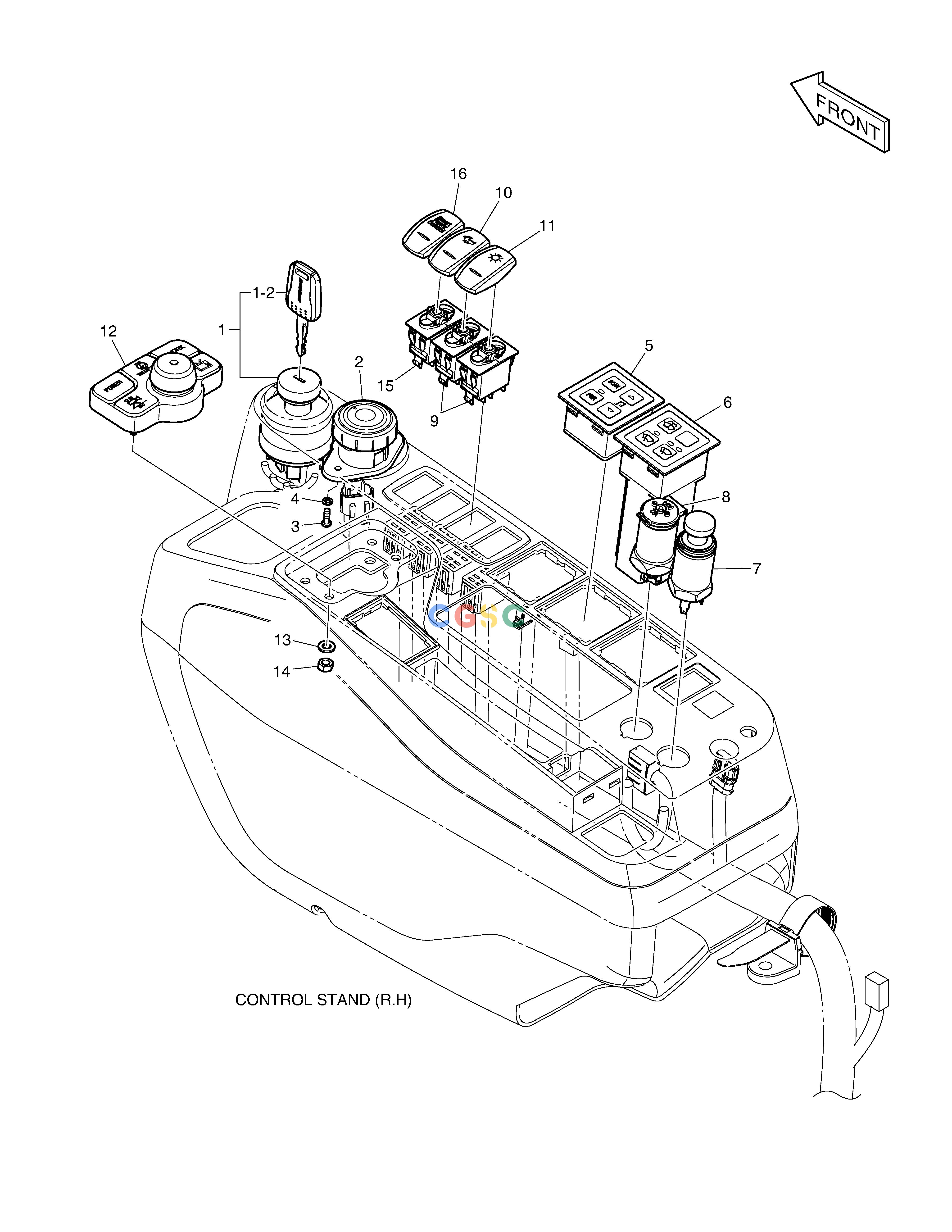 斗山零件查询ELECTRIC PARTS - CONTROL STAND DX530LC-5(S/N:10001~10006) Doosan parts catalog online