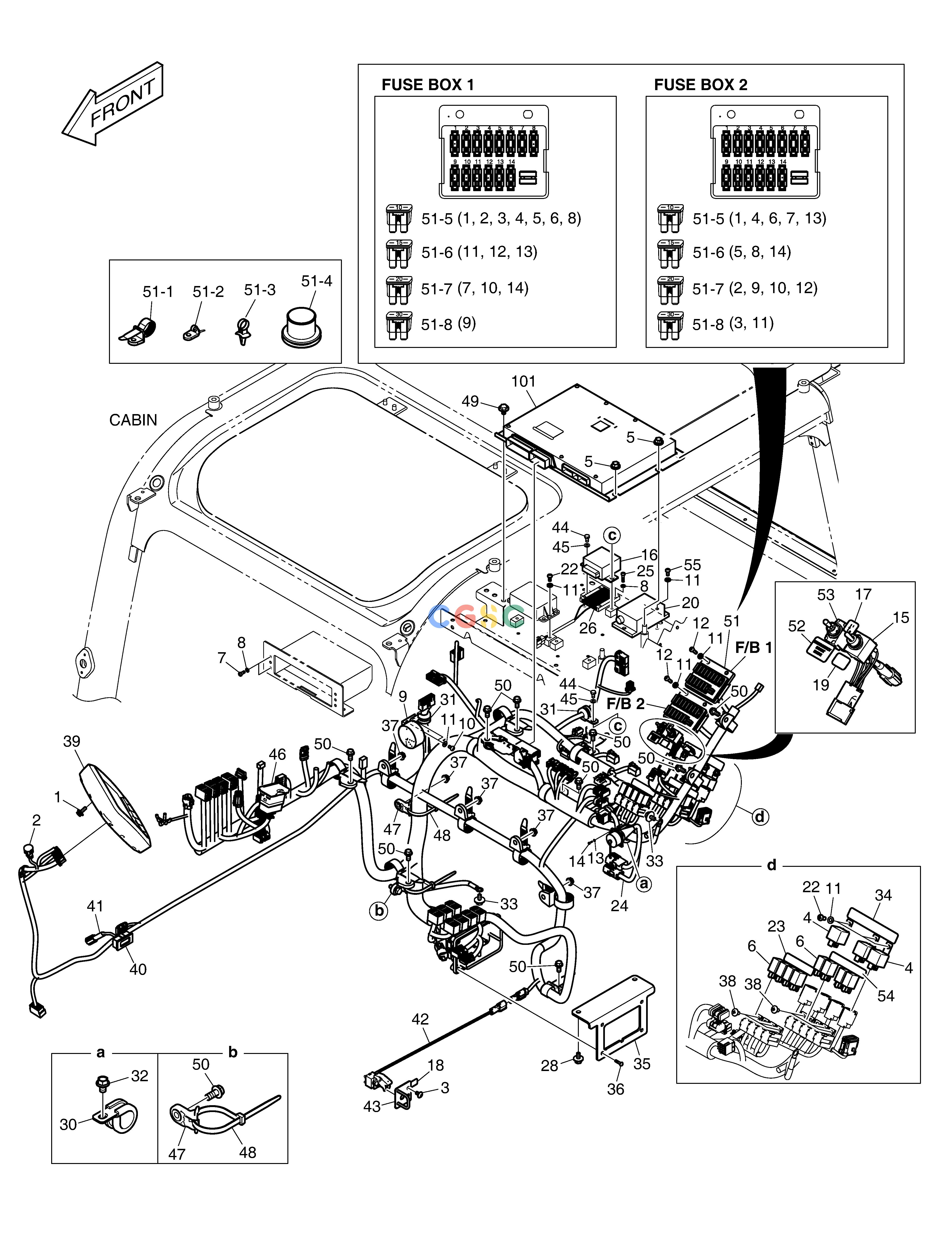 斗山零件查询ELECTRIC PARTS - CABIN DX530LC-5(S/N:10001~10006) Doosan parts catalog online