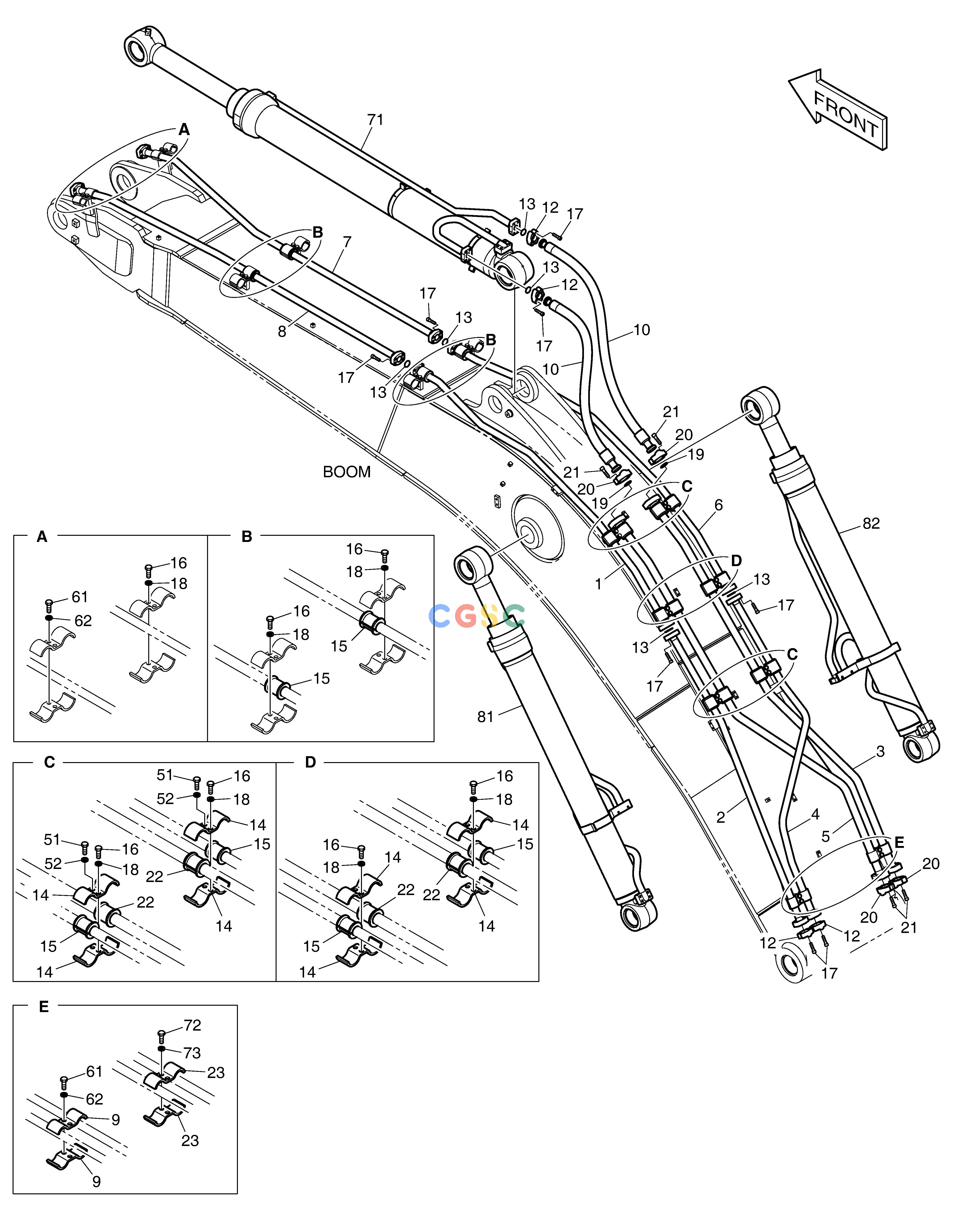斗山零件查询BOOM PIPING DX530LC-5(S/N:10001~10006) Doosan parts catalog online