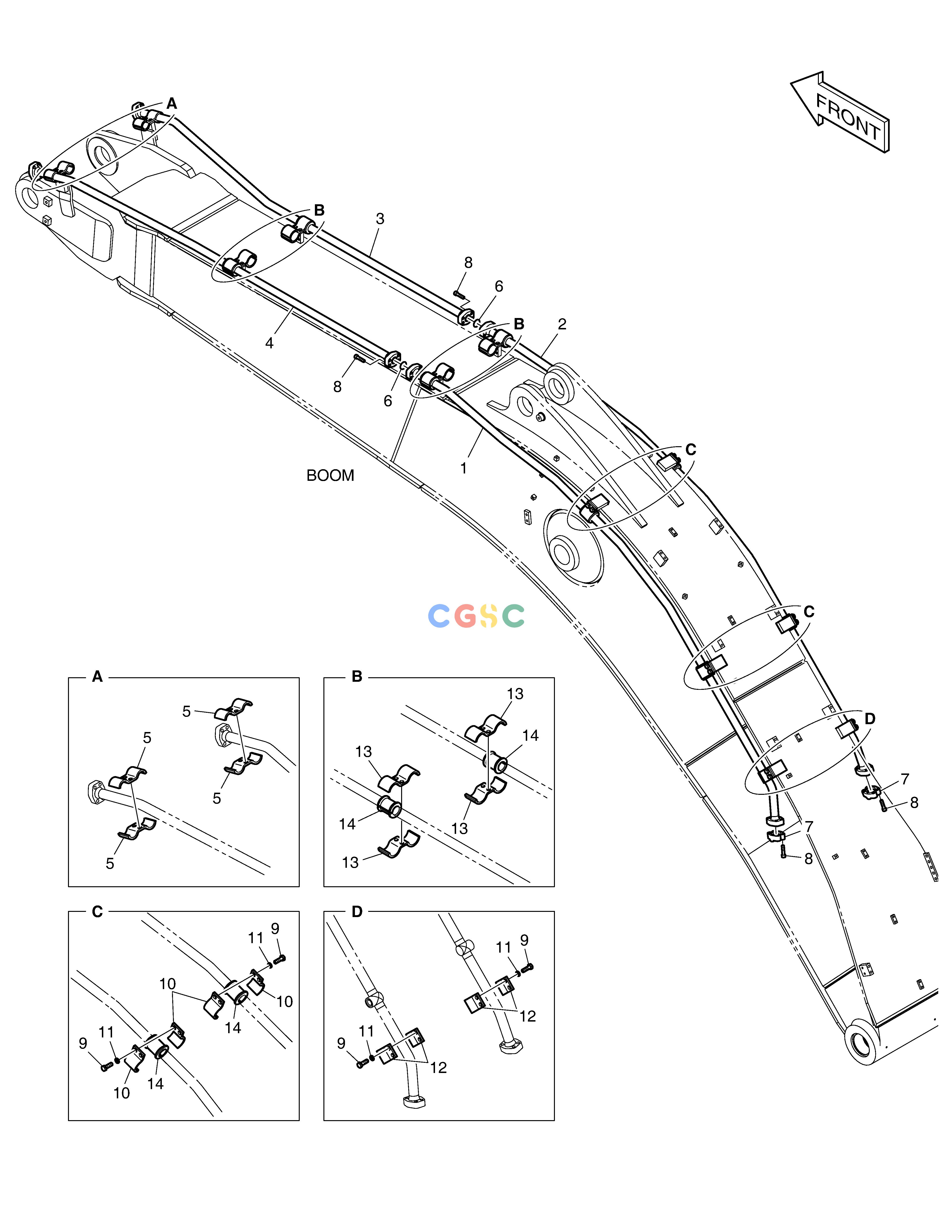 斗山零件查询BOOM PIPING - ONE & TWO WAY DX530LC-5(S/N:10001~10006) Doosan parts catalog online