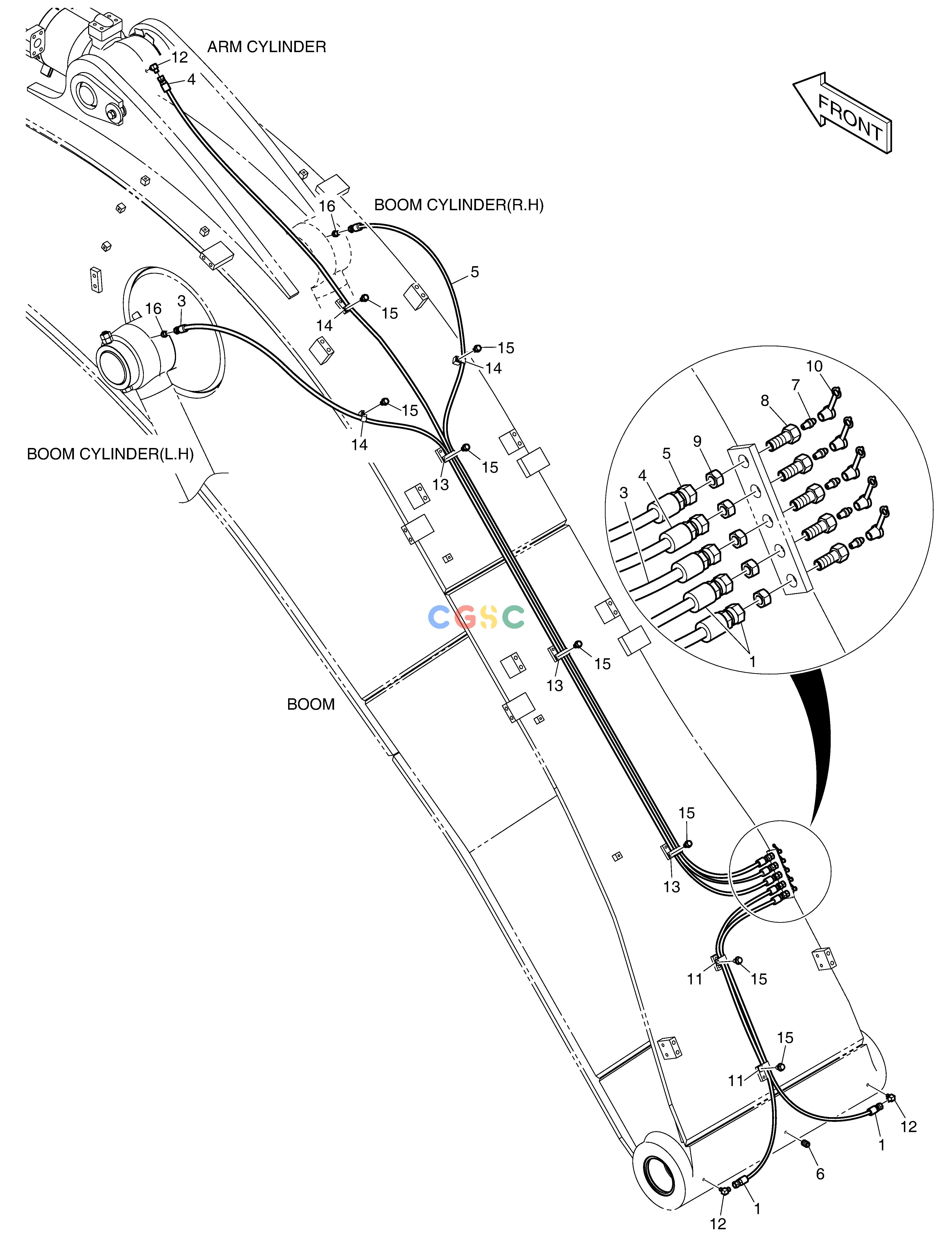 斗山零件查询LUBRICATION PIPING - BOOM DX530LC-5(S/N:10001~10006) Doosan parts catalog online