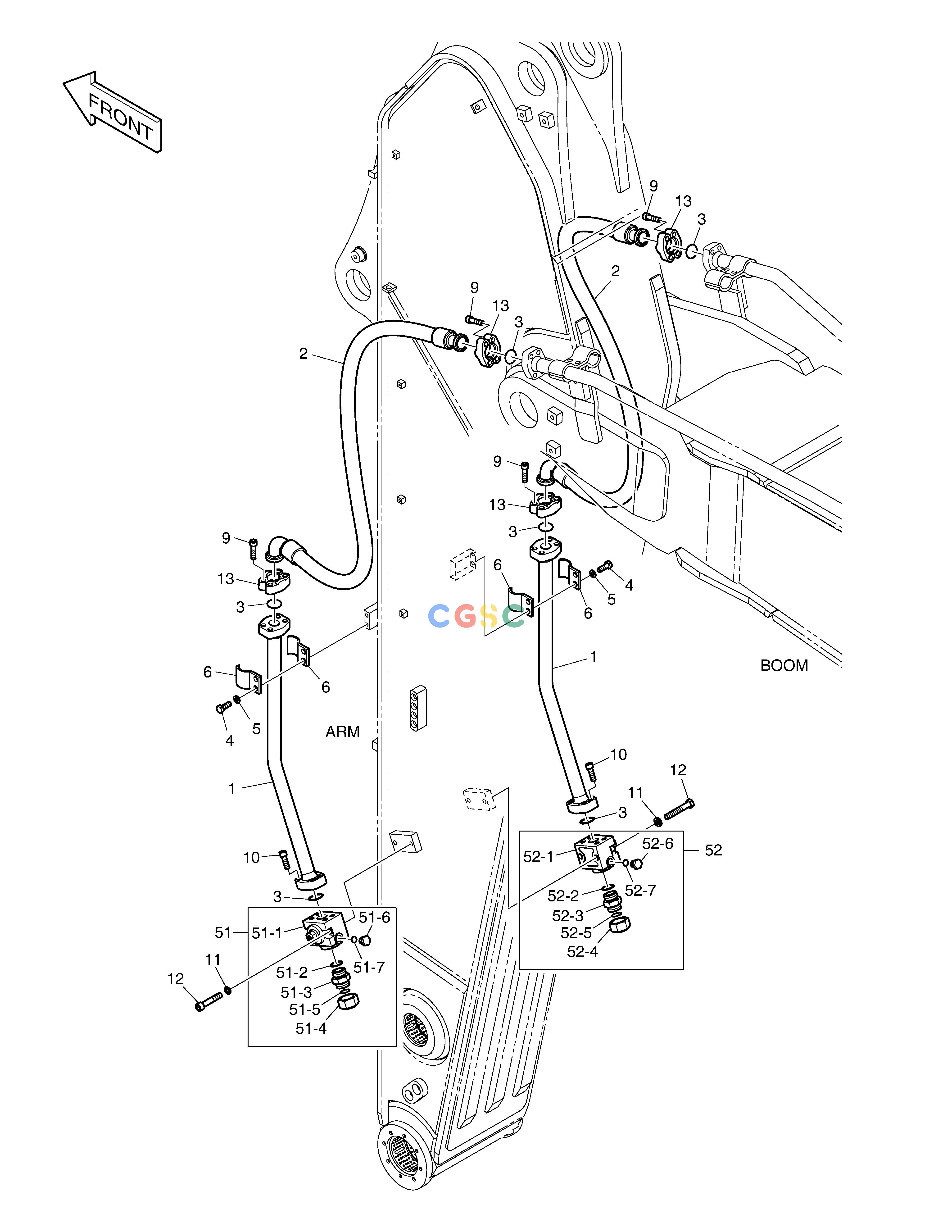 斗山零件查询ARM PIPING - ONE & TWO WAY DX530LC-5(S/N:10001~10006) Doosan parts catalog online