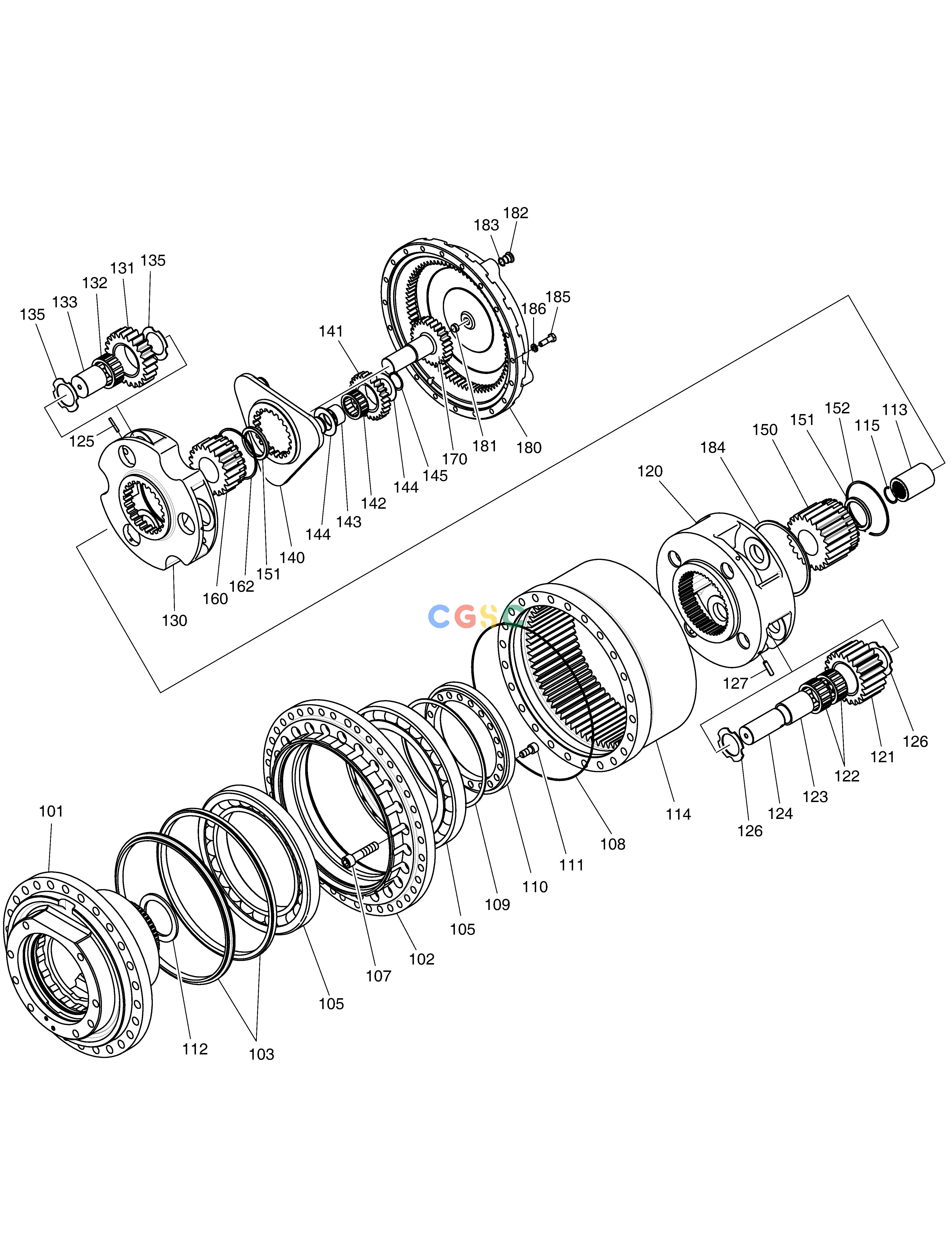 斗山零件查询TRAVEL REDUCTION GEAR DX530LC-5(S/N:10001~10006) Doosan parts catalog online