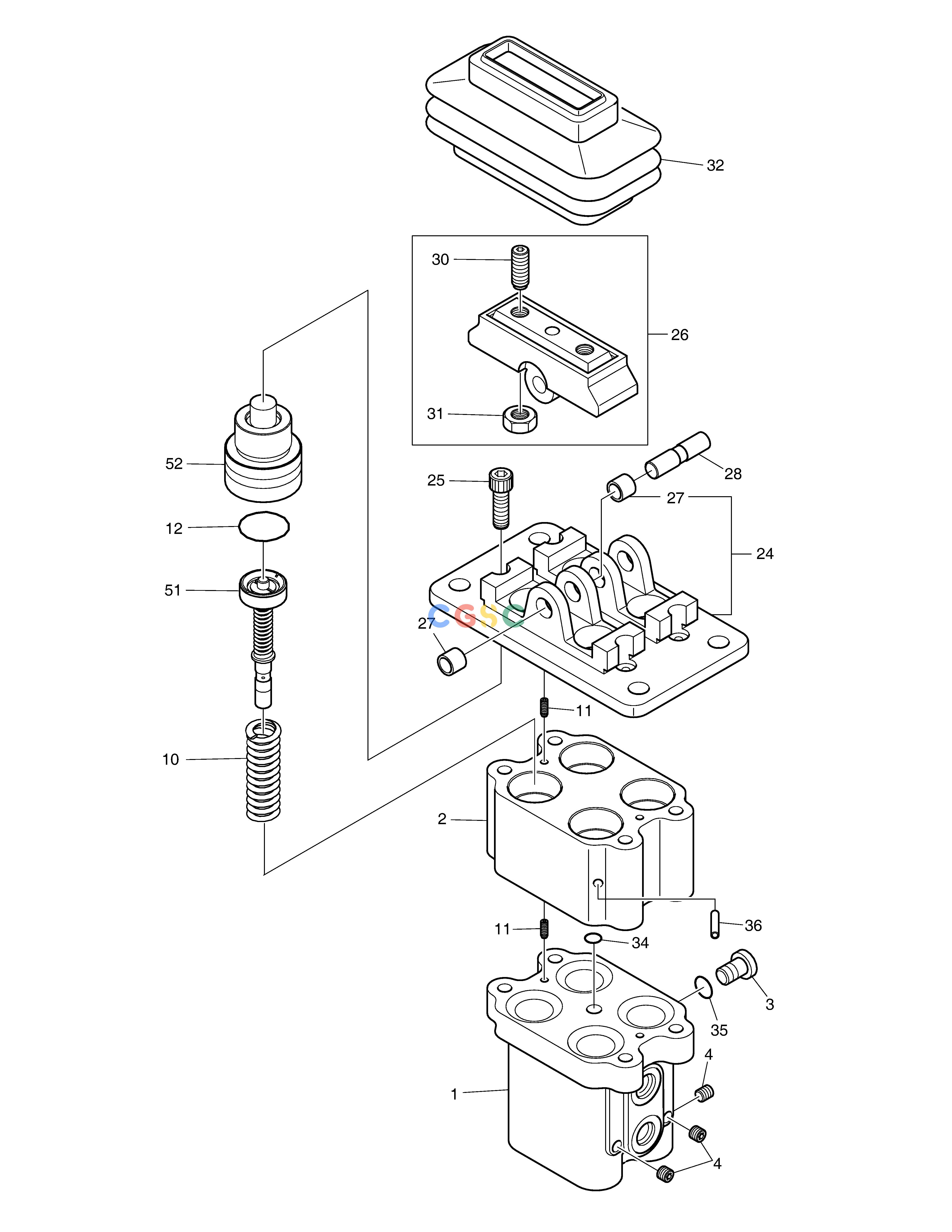 斗山零件查询PEDAL VALVE DX530LC-5(S/N:10001~10006) Doosan parts catalog online
