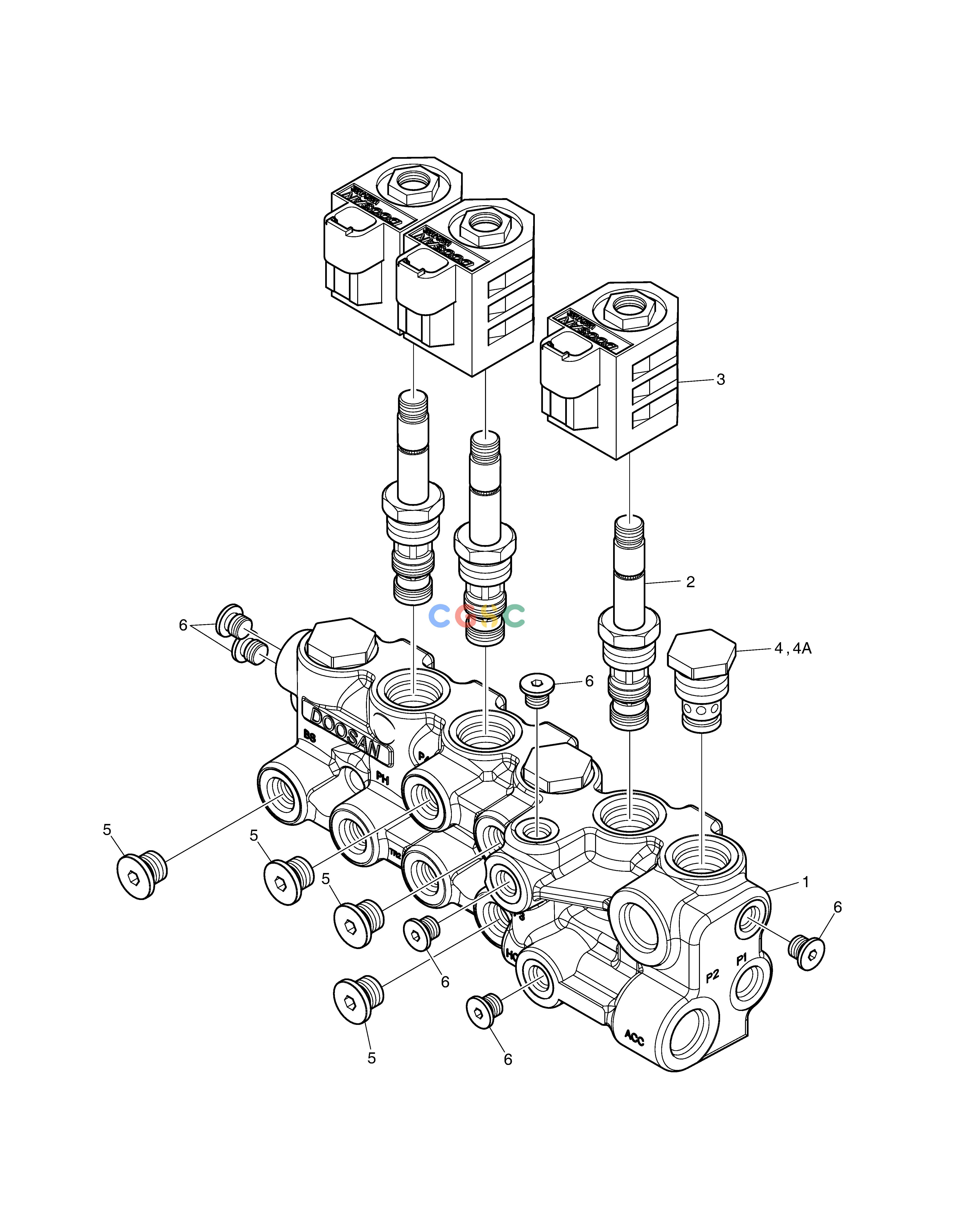 斗山零件查询SOLENOID VALVE DX530LC-5(S/N:10001~10006) Doosan parts catalog online