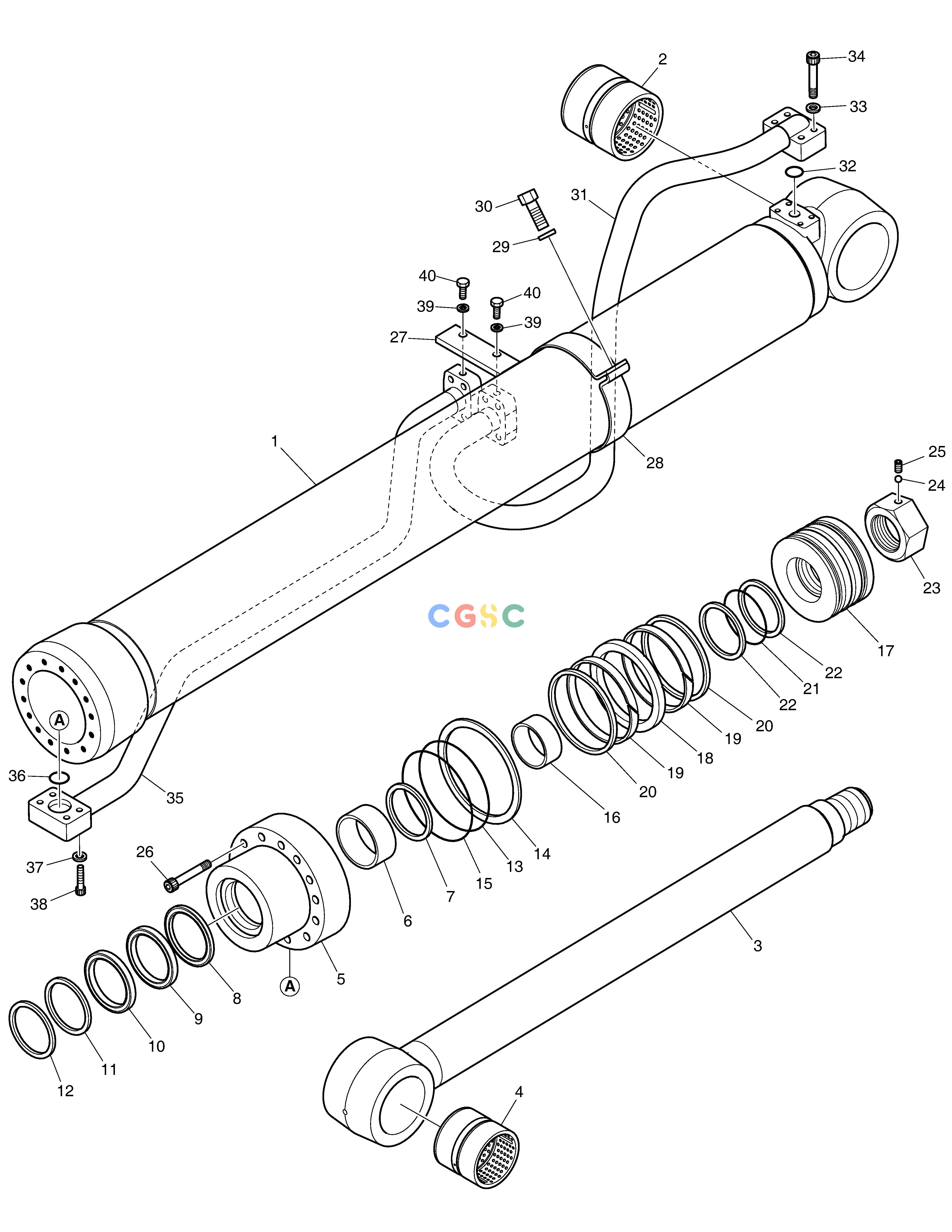 斗山零件查询BOOM CYLINDER - L.H DX530LC-5(S/N:10001~10006) Doosan parts catalog online