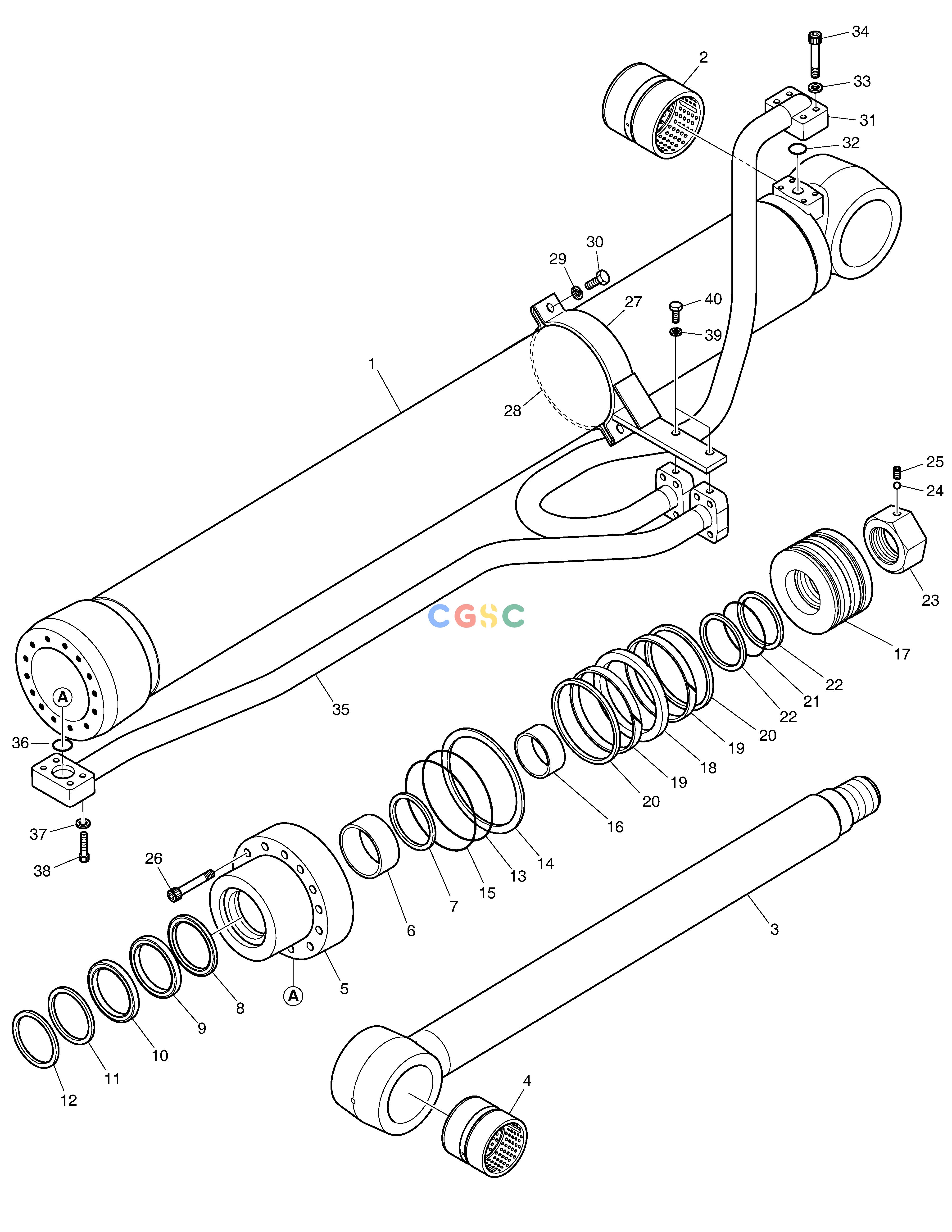 斗山零件查询BOOM CYLINDER - R.H DX530LC-5(S/N:10001~10006) Doosan parts catalog online