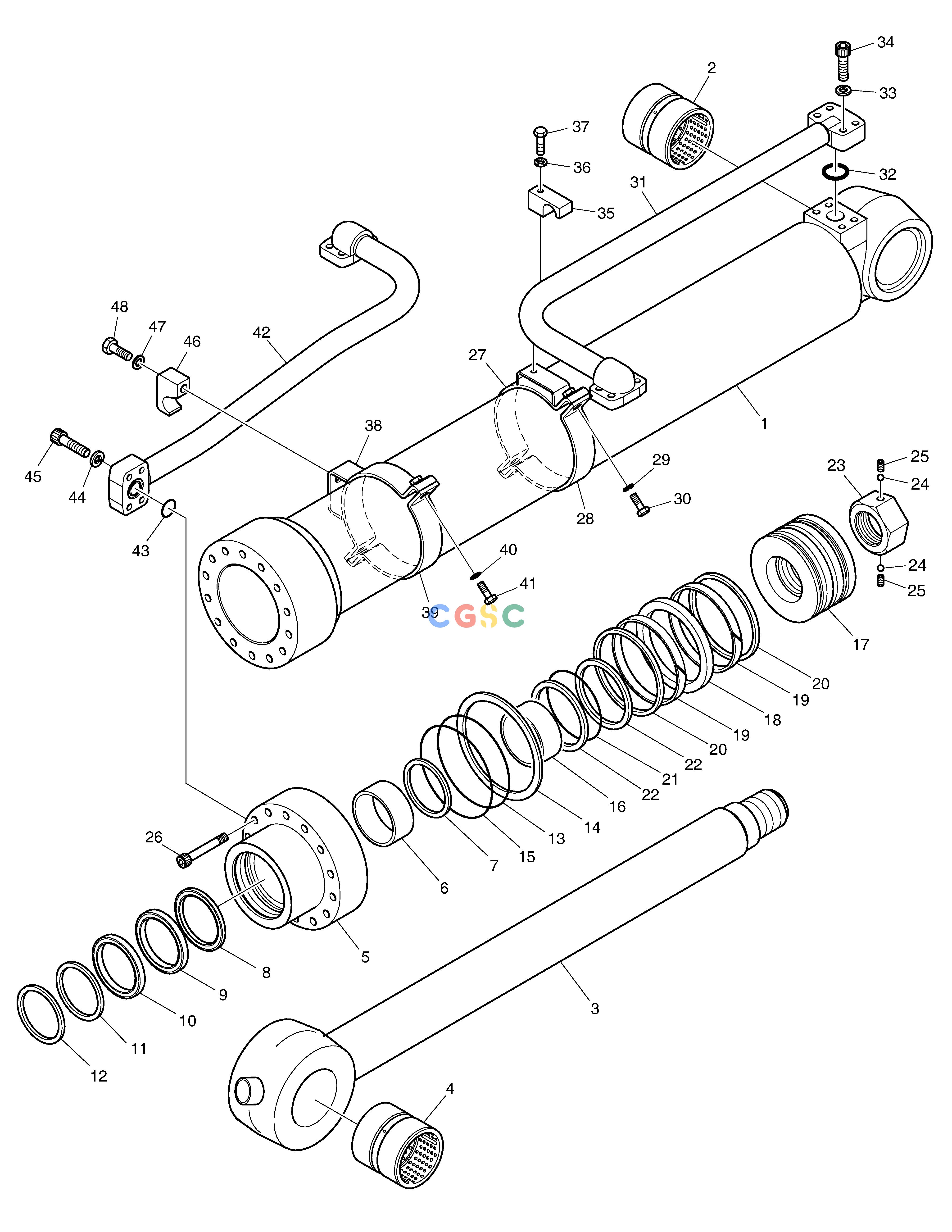 斗山零件查询BUCKET CYLINDER - ARM 2.9m DX530LC-5(S/N:10001~10006) Doosan parts catalog online