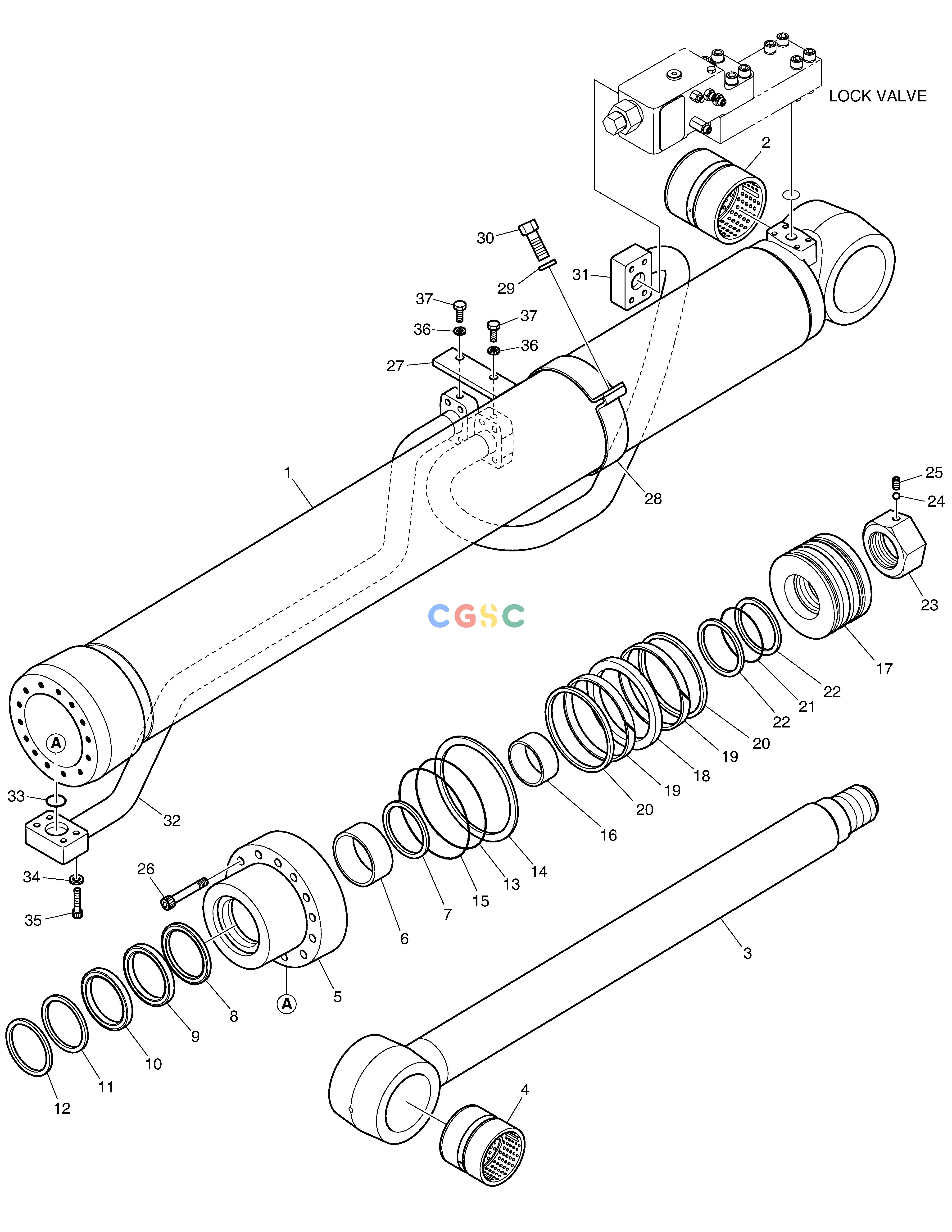 斗山零件查询BOOM CYLINDER(L.H)-LOCK VALVE DX530LC-5(S/N:10001~10006) Doosan parts catalog online