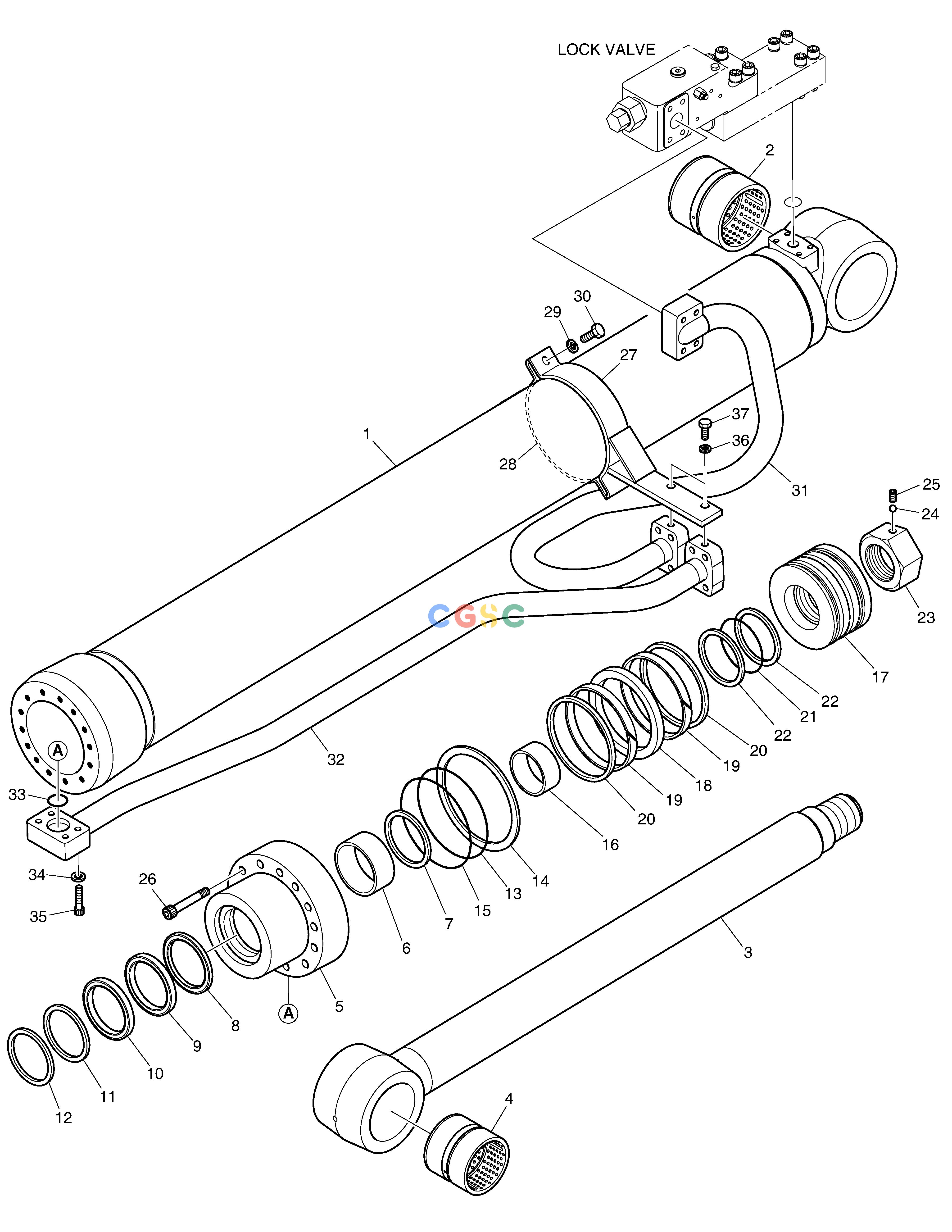 斗山零件查询BOOM CYLINDER(R.H)-LOCK VALVE DX530LC-5(S/N:10001~10006) Doosan parts catalog online