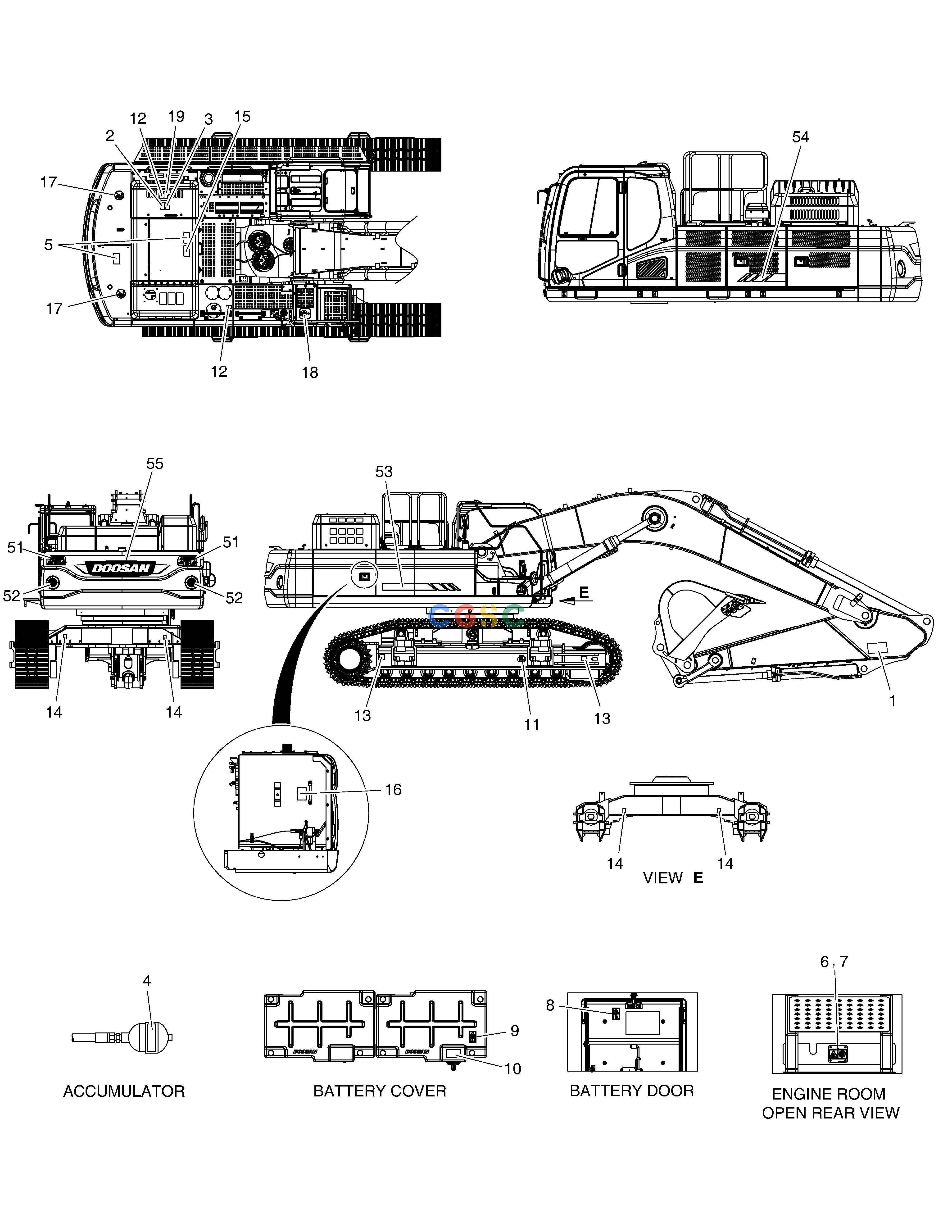 斗山零件查询NAME PLATE - EXPORT DX530LC-5(S/N:10001~10006) Doosan parts catalog online