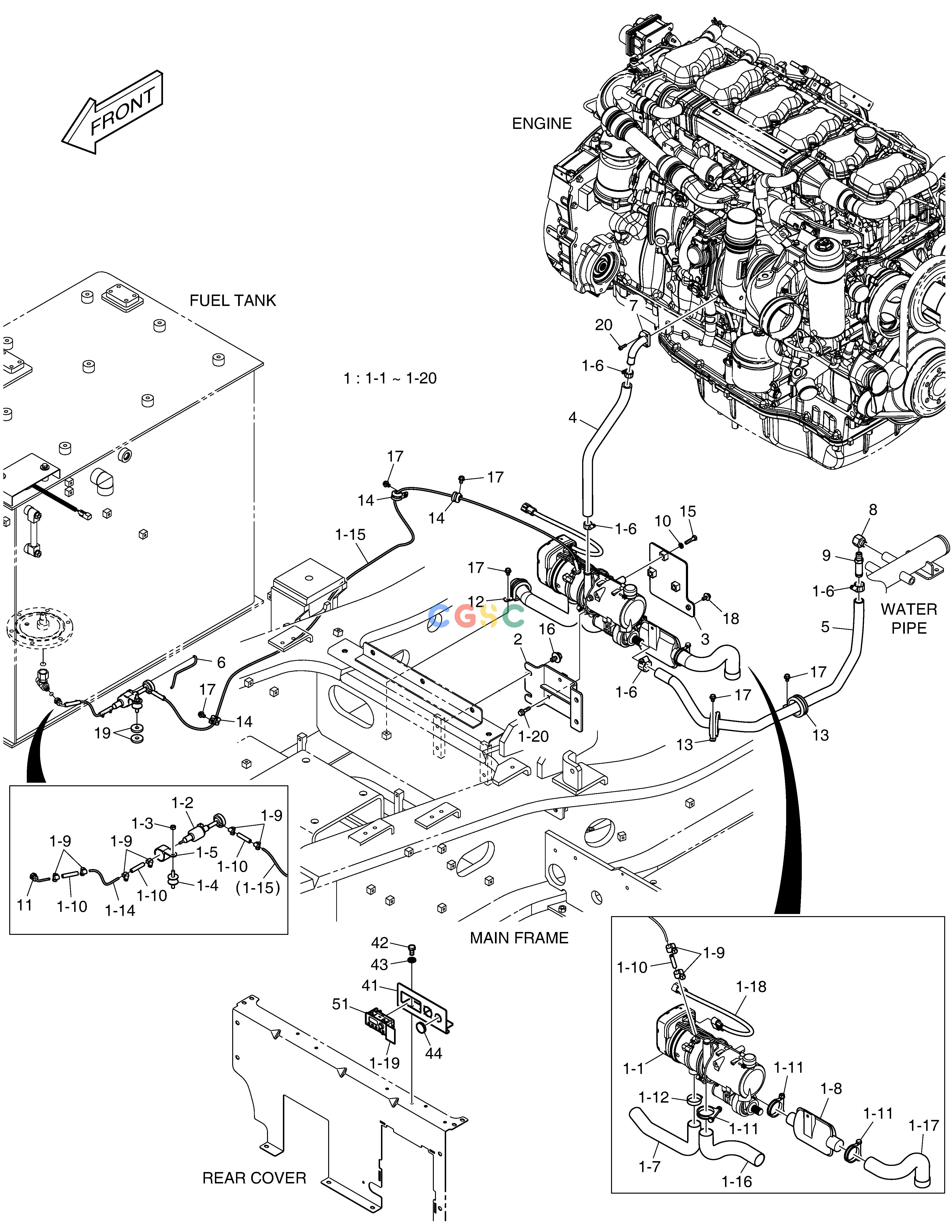斗山零件查询DIESEL HEATER DX530LC-5(S/N:10001~10006) Doosan parts catalog online
