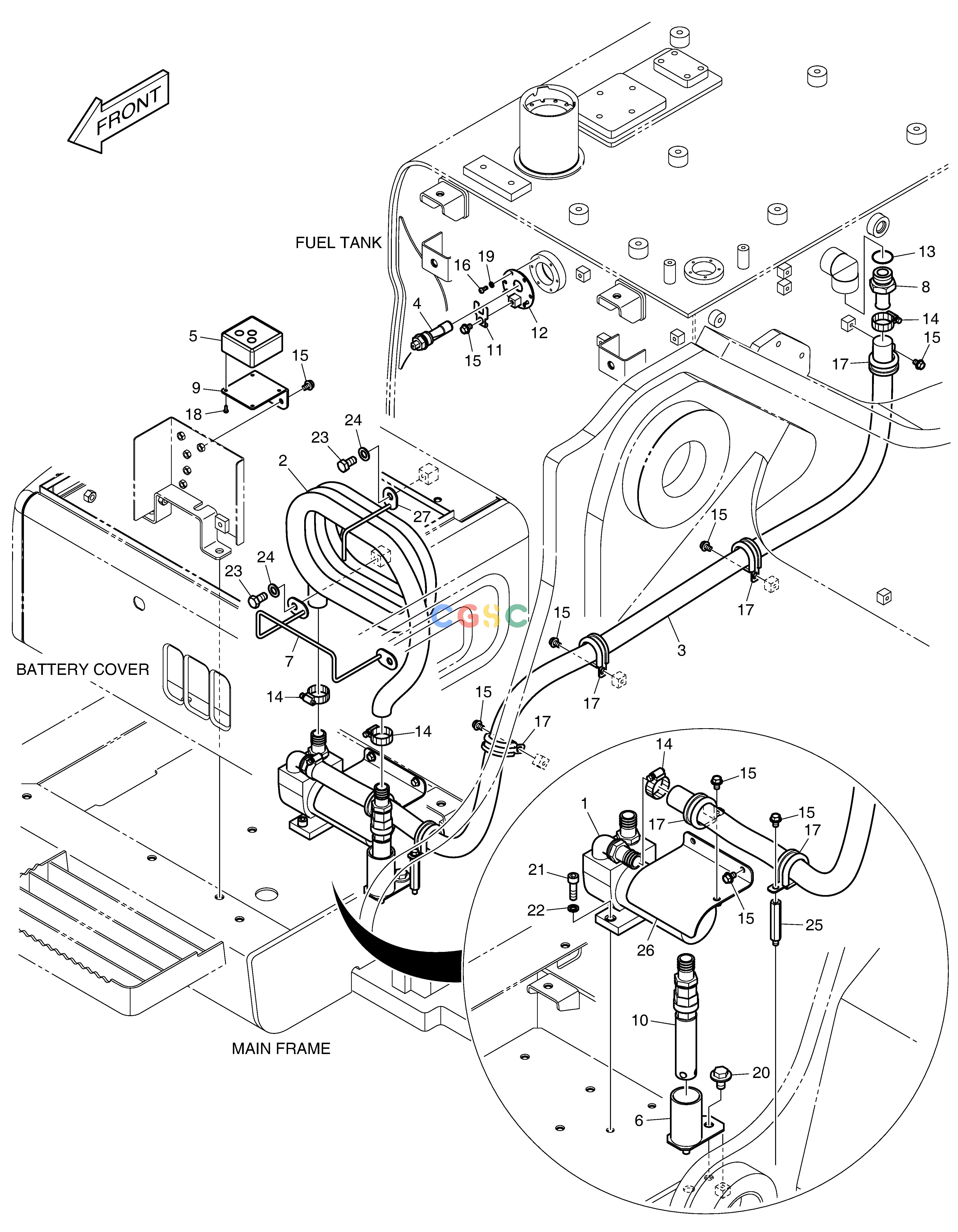 斗山零件查询FUEL FILLER PUMP DX530LC-5(S/N:10001~10006) Doosan parts catalog online