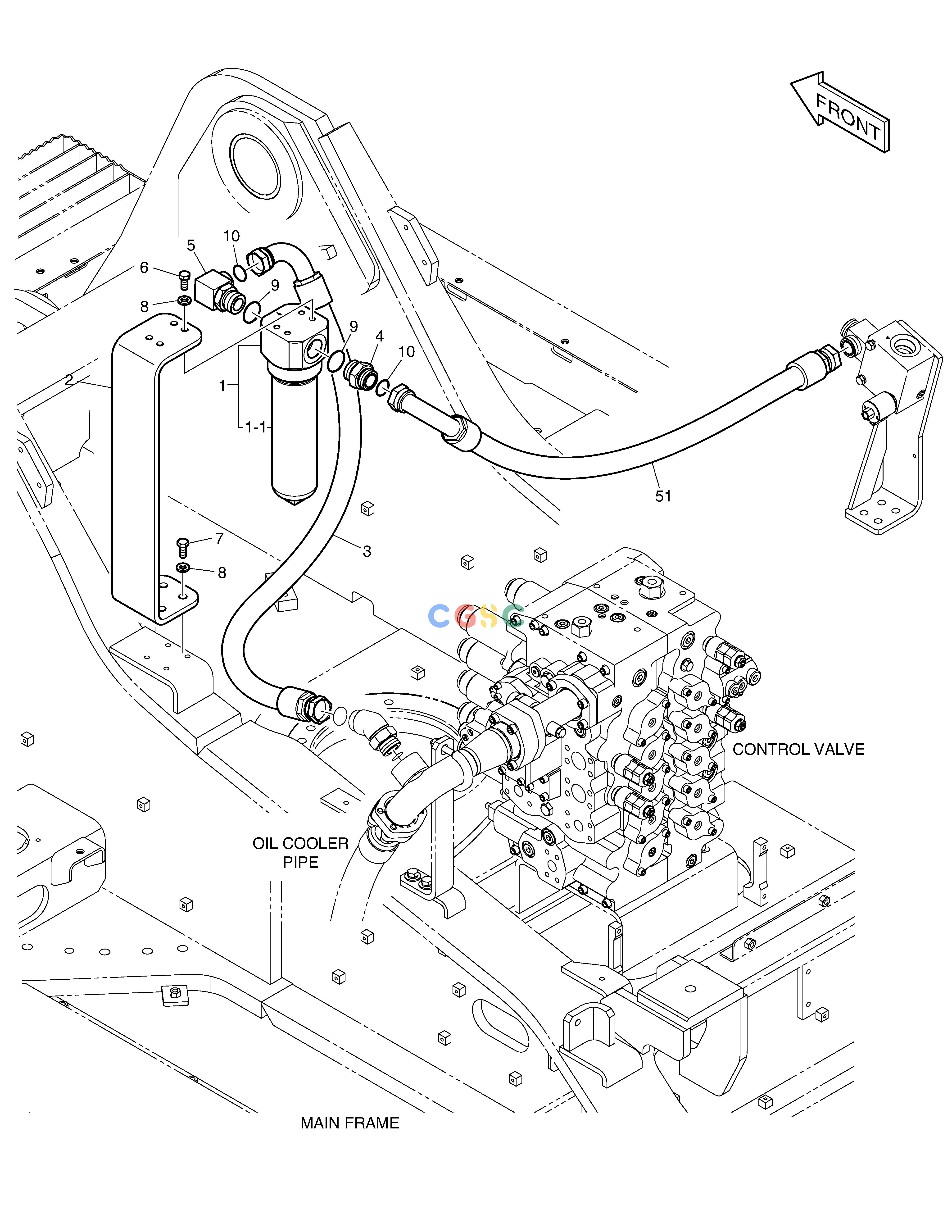 斗山零件查询ONE WAY PIPING - WITH FILTER DX530LC-5(S/N:10001~10006) Doosan parts catalog online