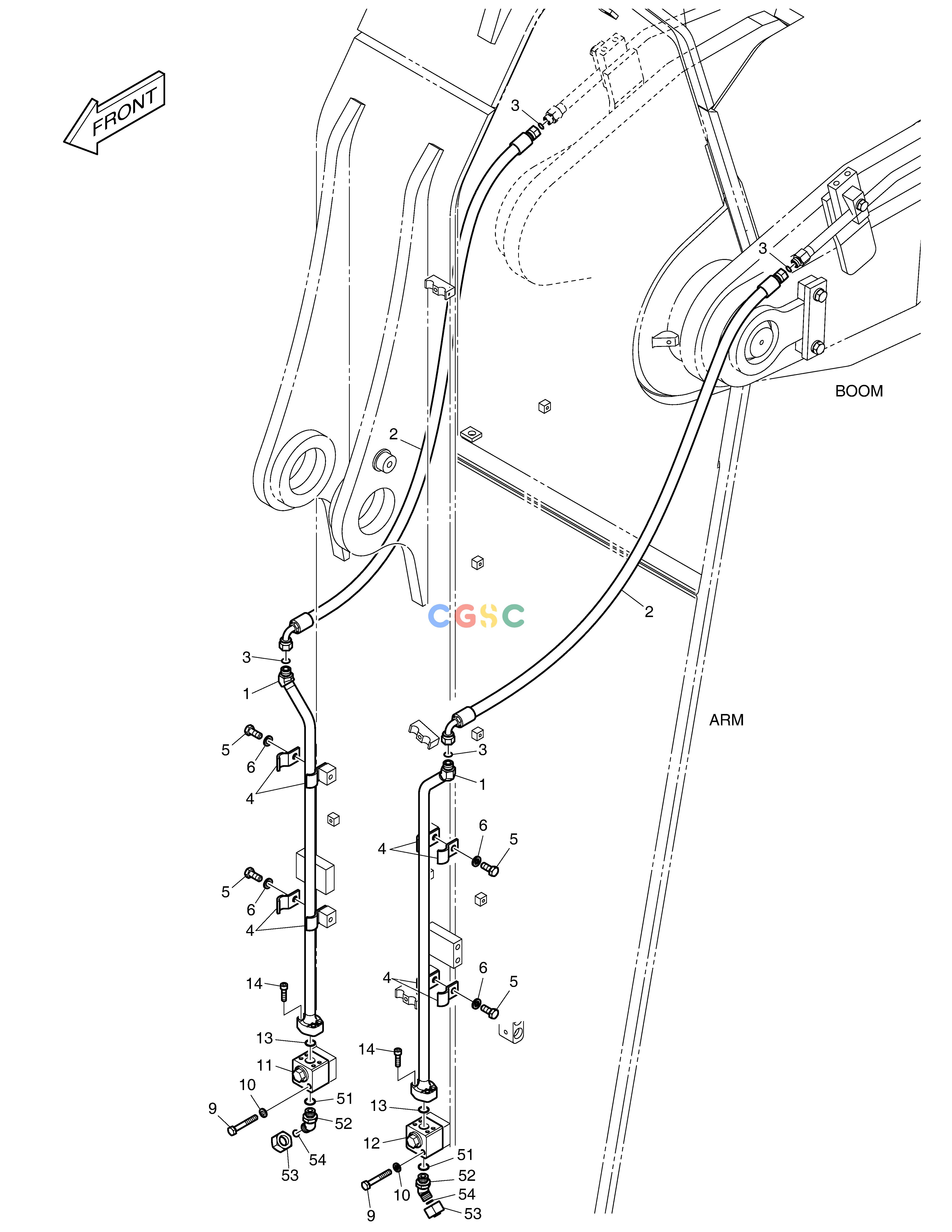 斗山零件查询ARM PIPING - ROTATING (ARM 3.35m) DX530LC-5(S/N:10001~10006) Doosan parts catalog online