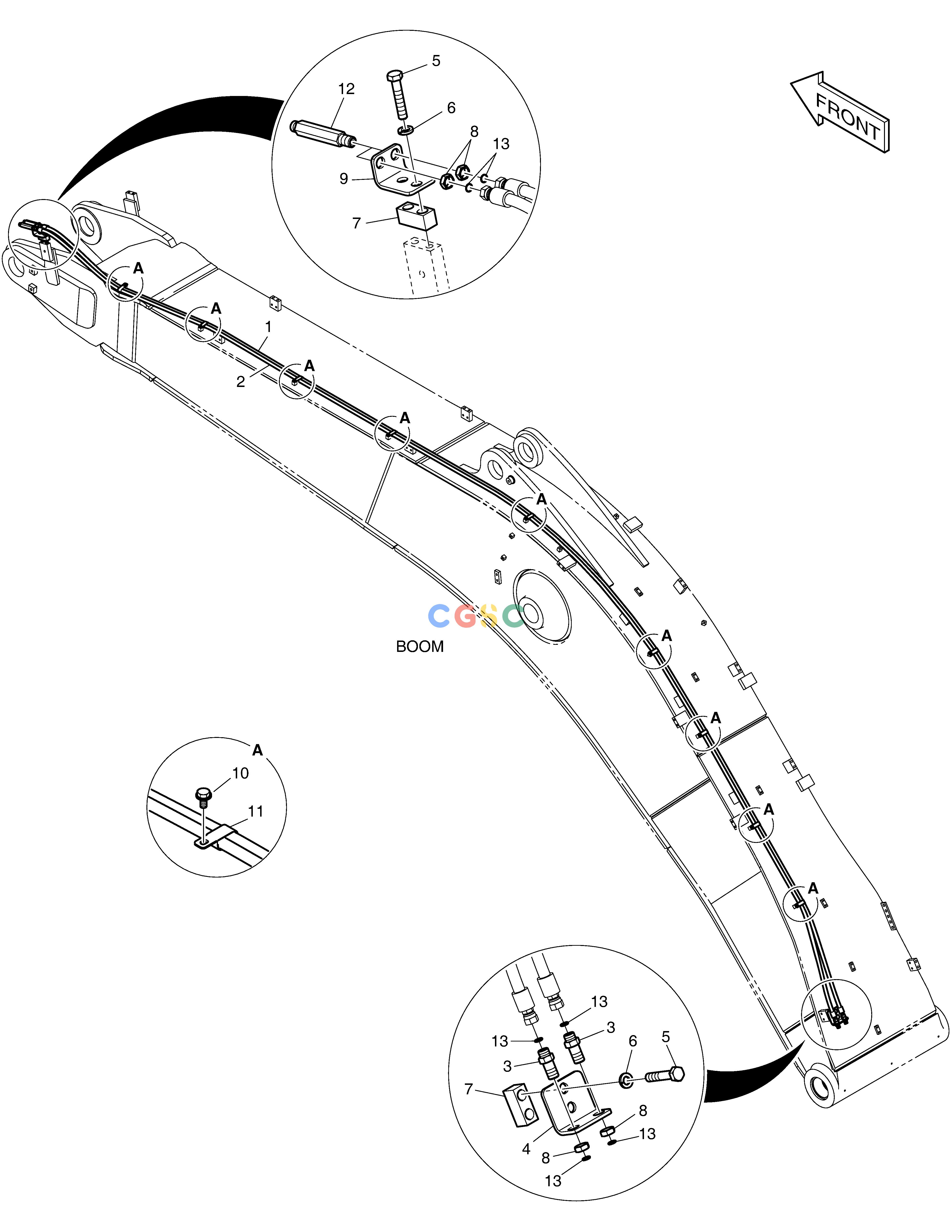 斗山零件查询BOOM PIPING - QUICK CLAMP DX530LC-5(S/N:10001~10006) Doosan parts catalog online