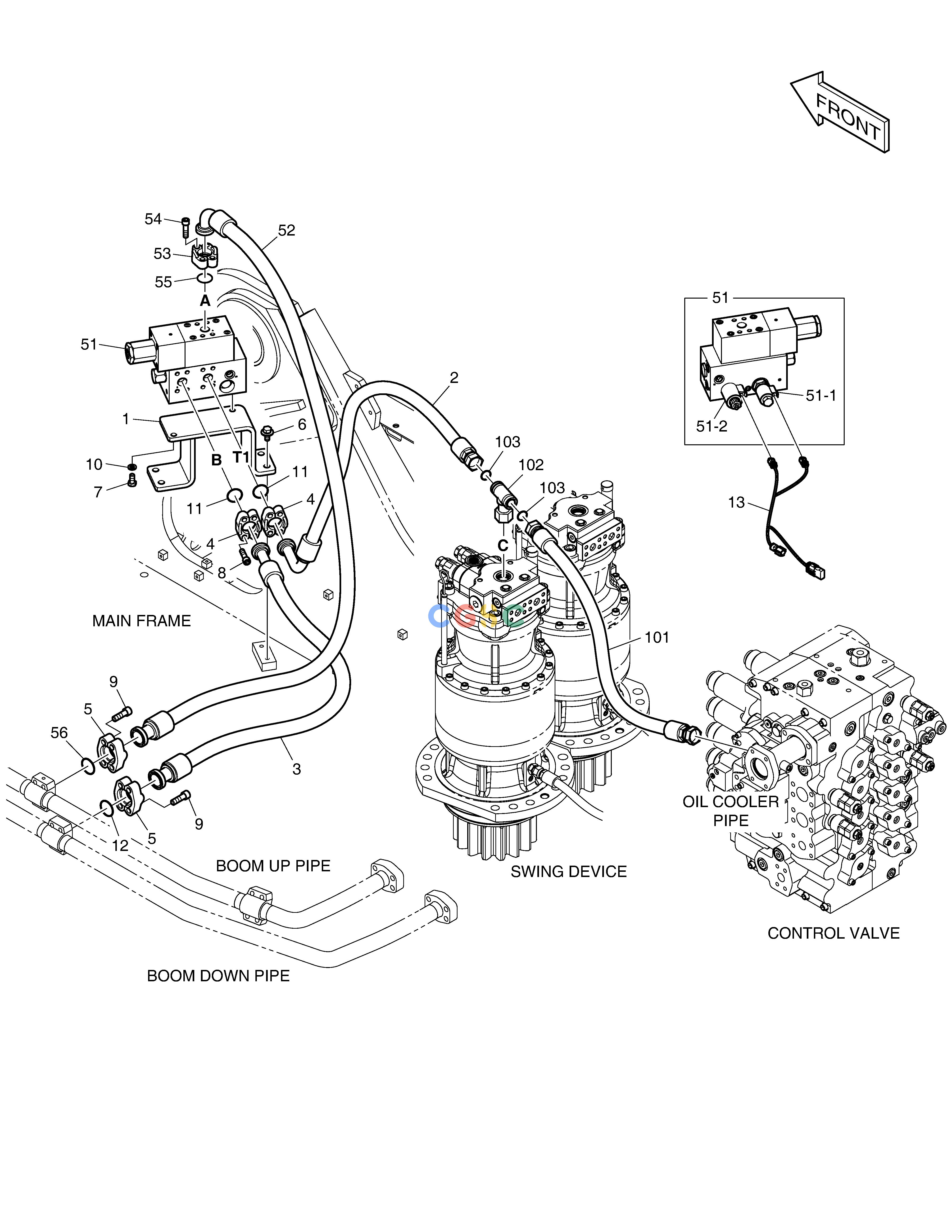 斗山零件查询MAIN PIPING - BOOM FLOATING DX530LC-5(S/N:10001~10006) Doosan parts catalog online