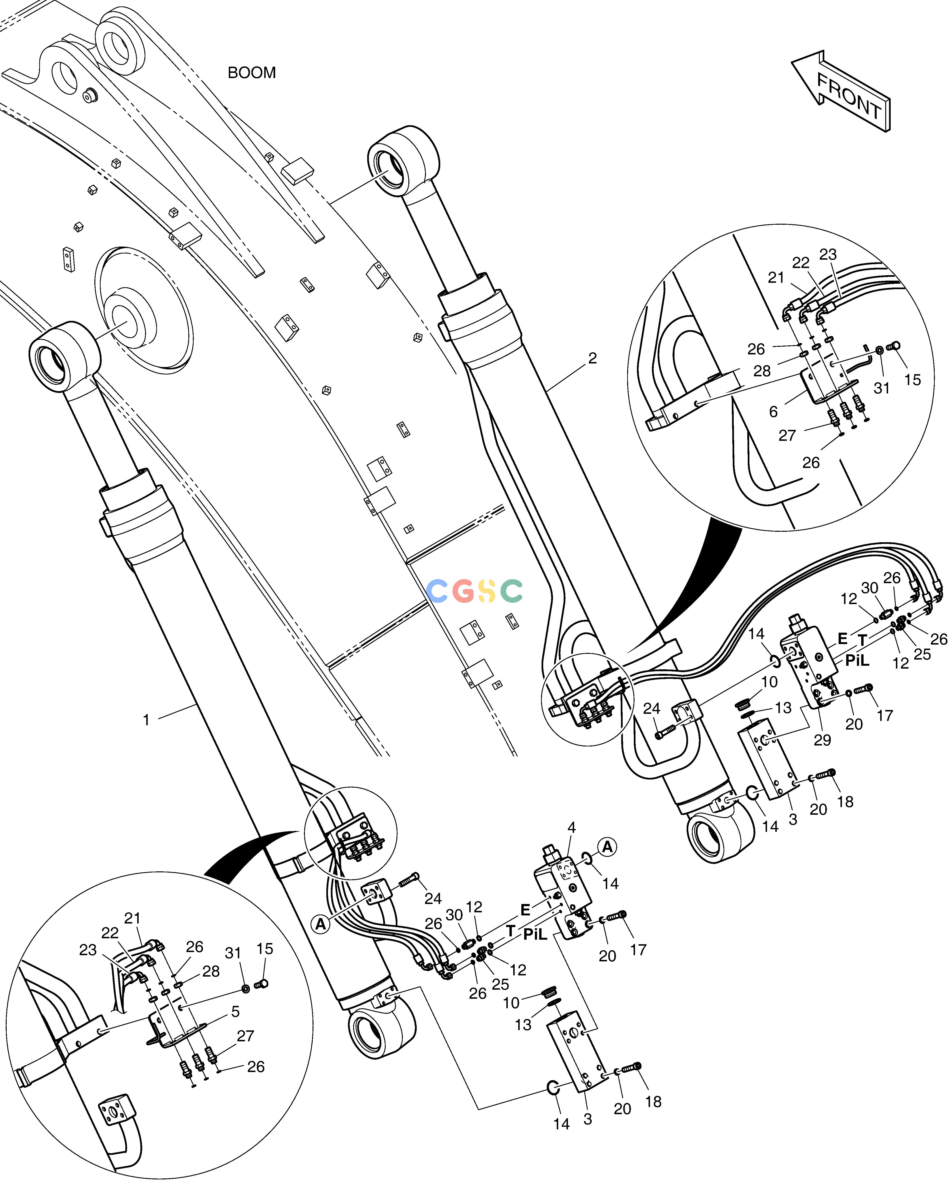 斗山零件查询BOOM PIPING-LOCK VALVE DX530LC-5(S/N:10001~10006) Doosan parts catalog online