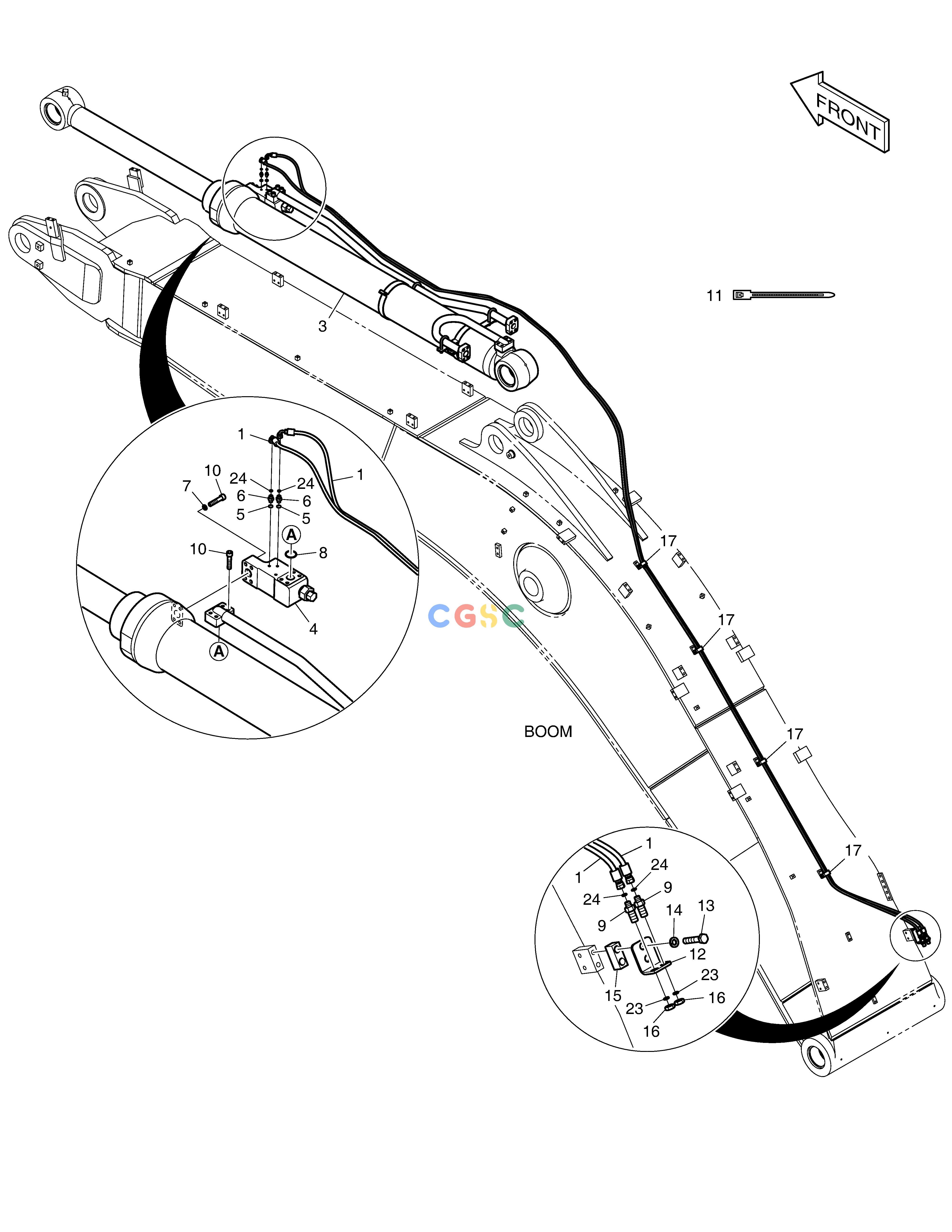 斗山零件查询ARM PIPING-LOCK VALVE DX530LC-5(S/N:10001~10006) Doosan parts catalog online