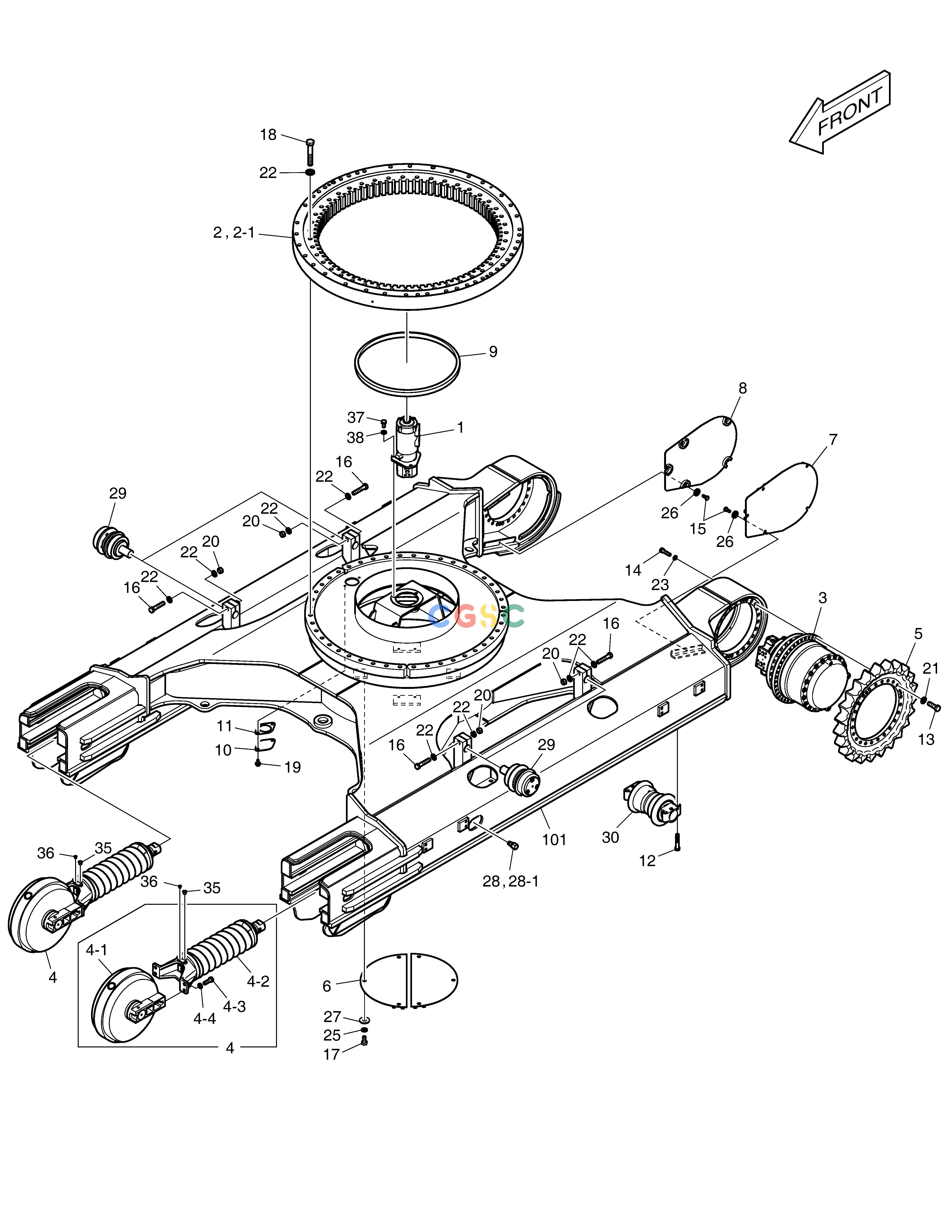 斗山零件查询TRACK ASS'Y - FIXED DX530LC-5(S/N:10001~10006) Doosan parts catalog online
