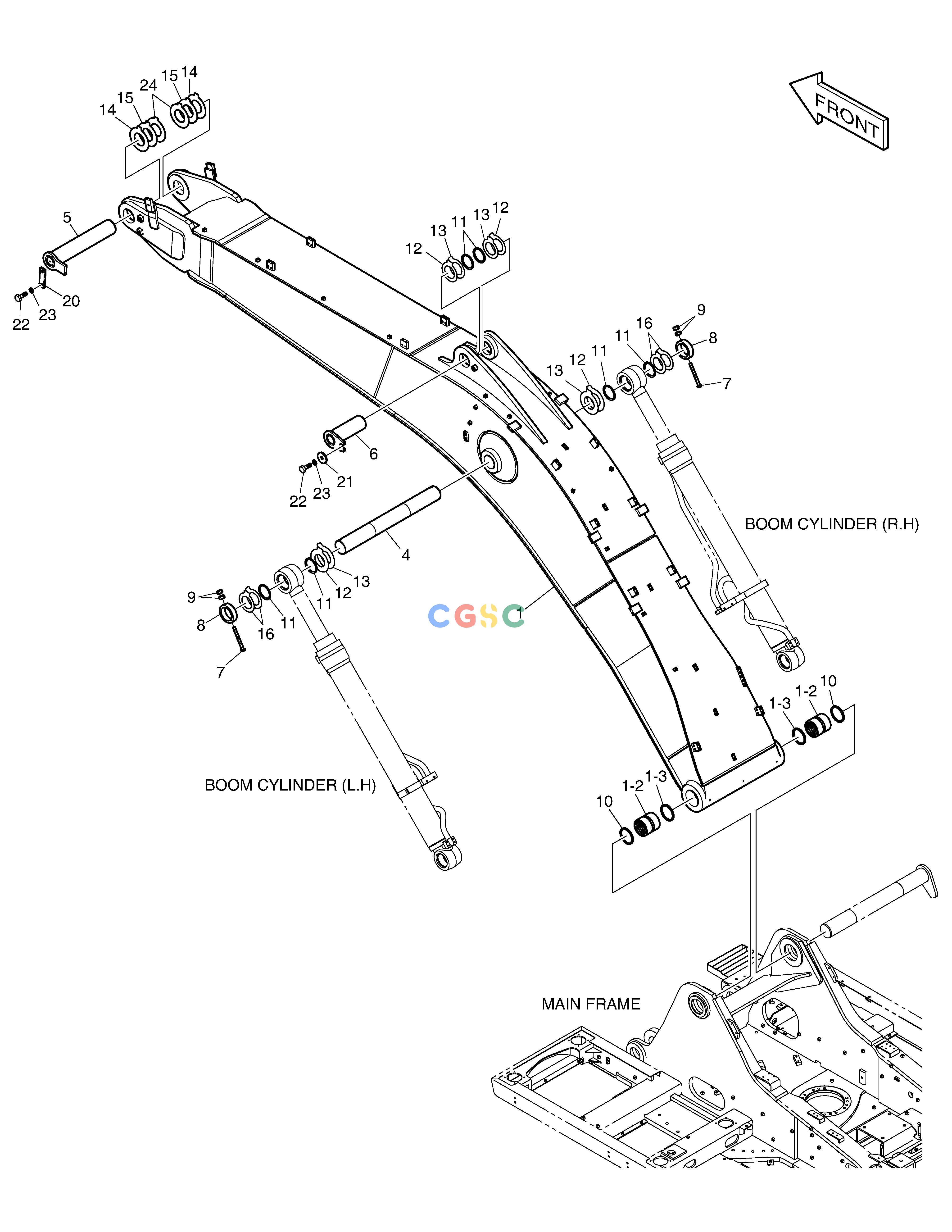 斗山零件查询BOOM - 7.1m(HEAVY DUTY) DX530LC-5(S/N:10001~10006) Doosan parts catalog online