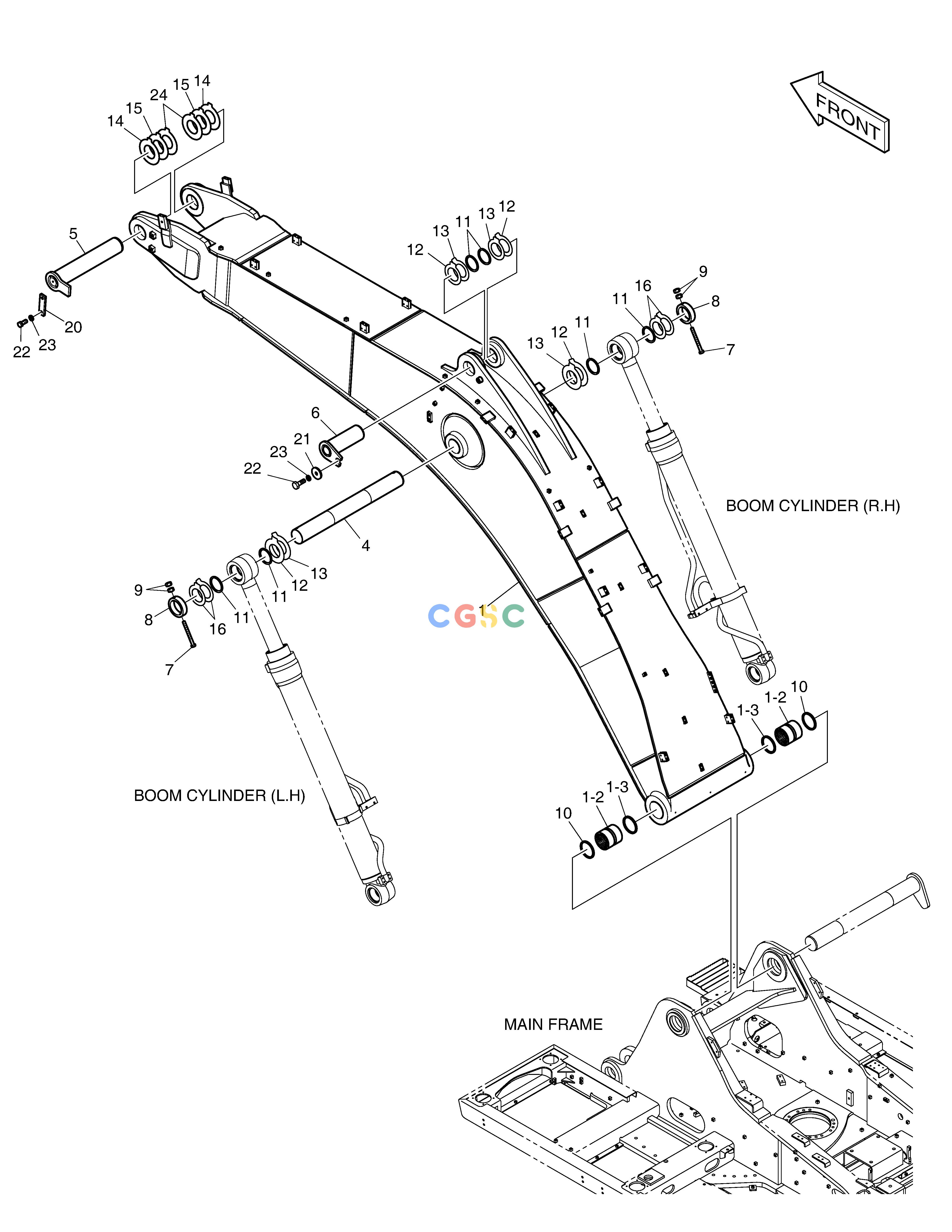 斗山零件查询BOOM - 6.3m DX530LC-5(S/N:10001~10006) Doosan parts catalog online