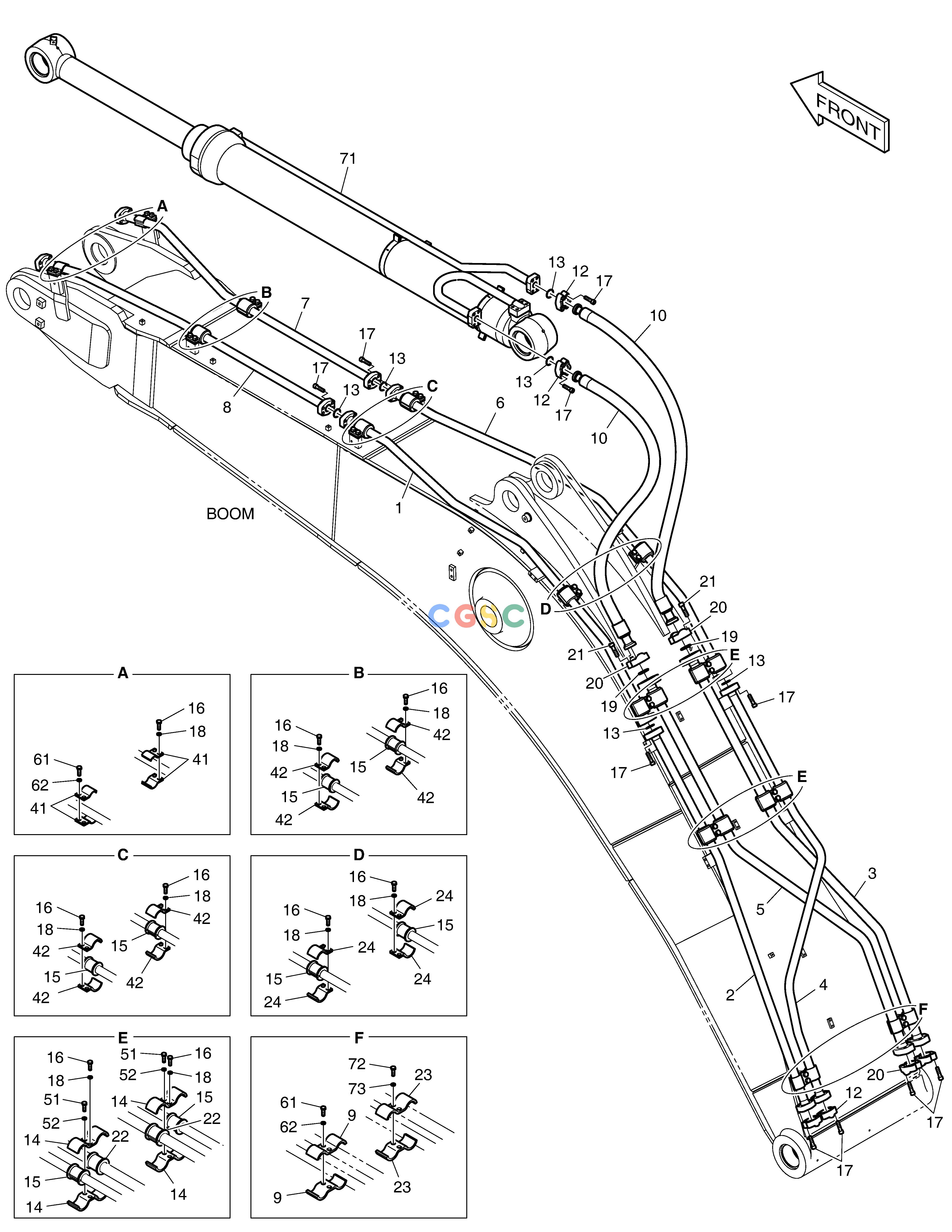 斗山零件查询BOOM PIPING - BOOM 6.3m DX530LC-5(S/N:10001~10006) Doosan parts catalog online
