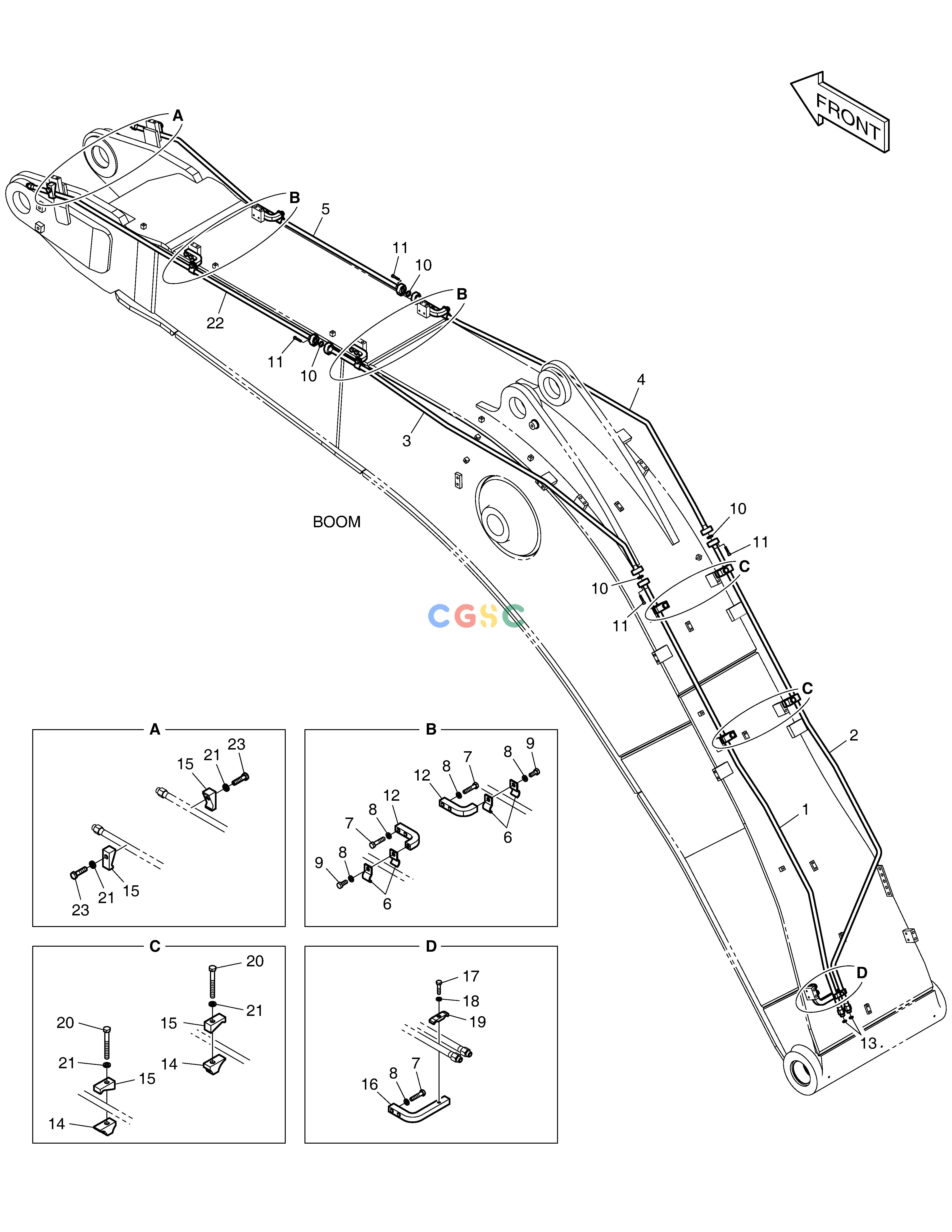 斗山零件查询BOOM PIPING - ROTATING(BOOM 6.3m) DX530LC-5(S/N:10001~10006) Doosan parts catalog online