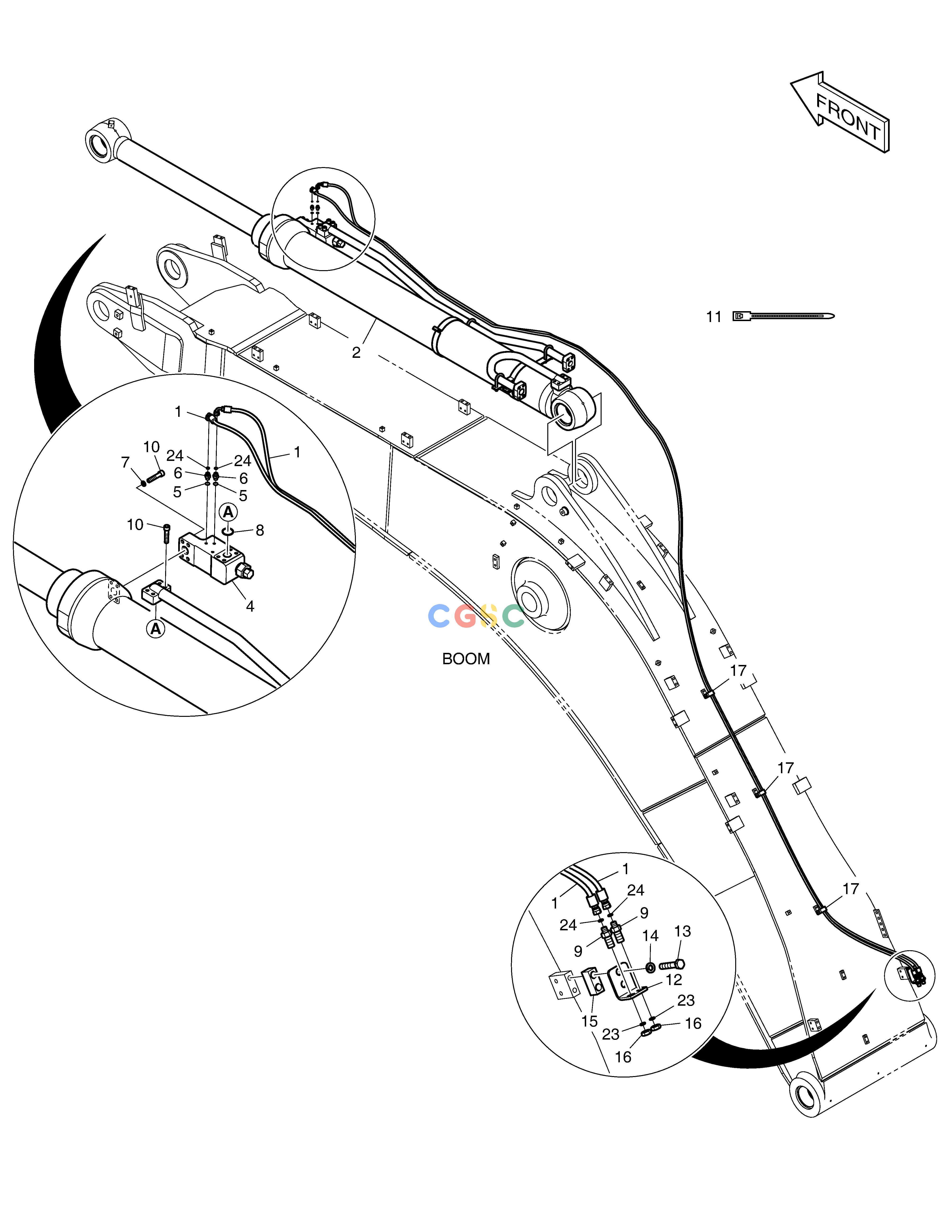 斗山零件查询LOCK VALVE PIPING - BOOM 6.3m DX530LC-5(S/N:10001~10006) Doosan parts catalog online