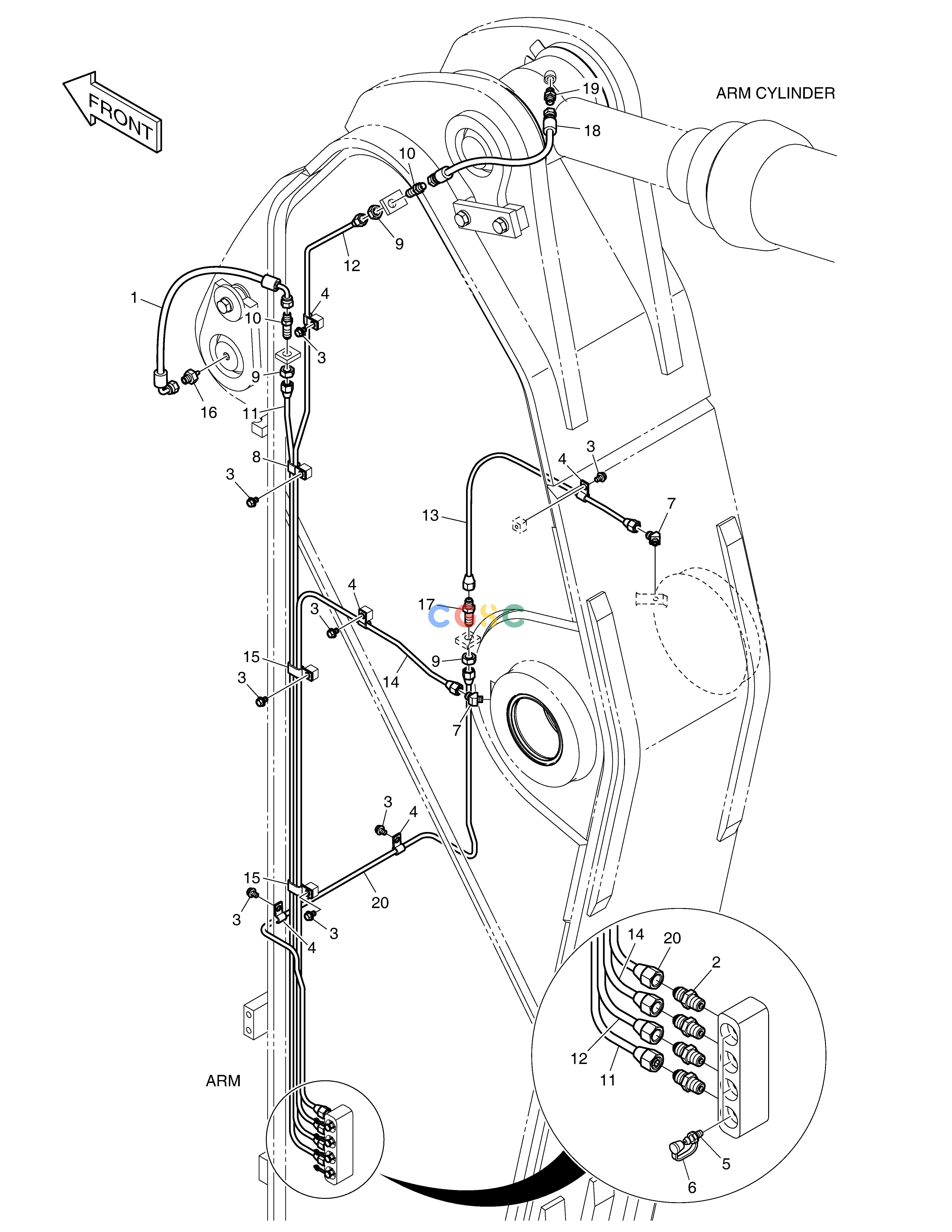 斗山零件查询LUBRICATION PIPING - ARM 2.9m DX530LC-5(S/N:10001~10006) Doosan parts catalog online